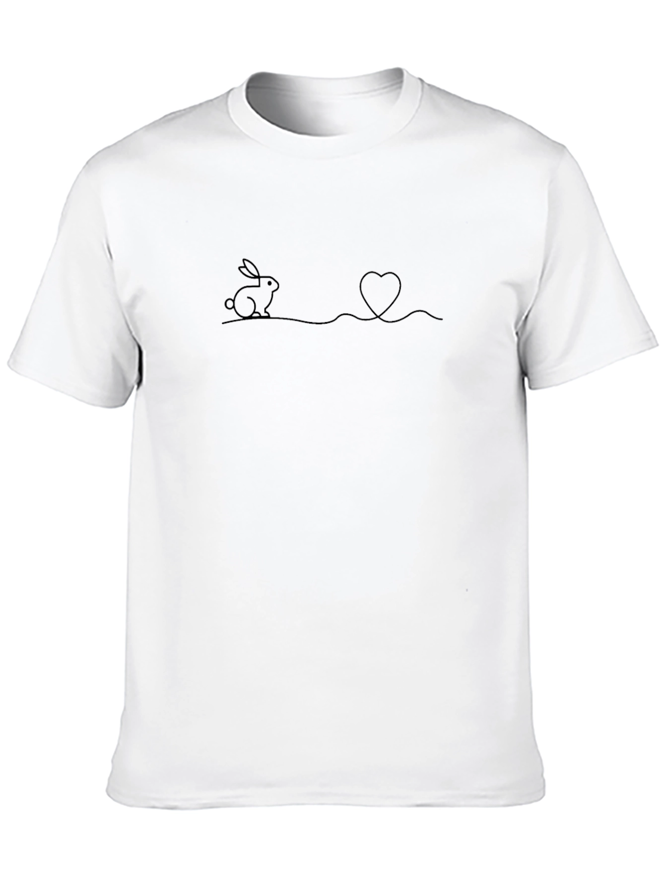 Rabbit & Heart Graphic Tee - Black Casual Shirt