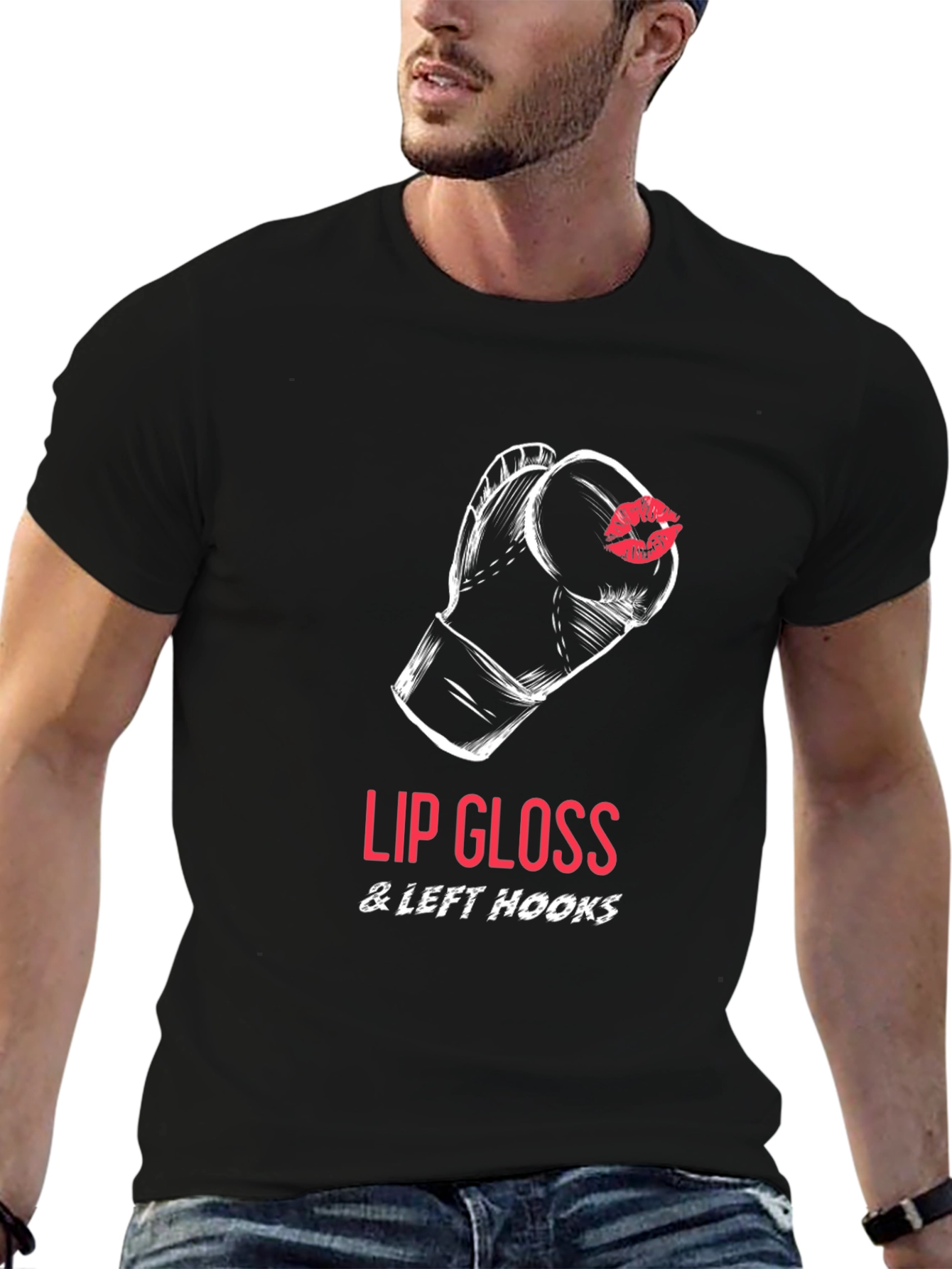 Lip Gloss & Left Hooks T-Shirt Boxing Design