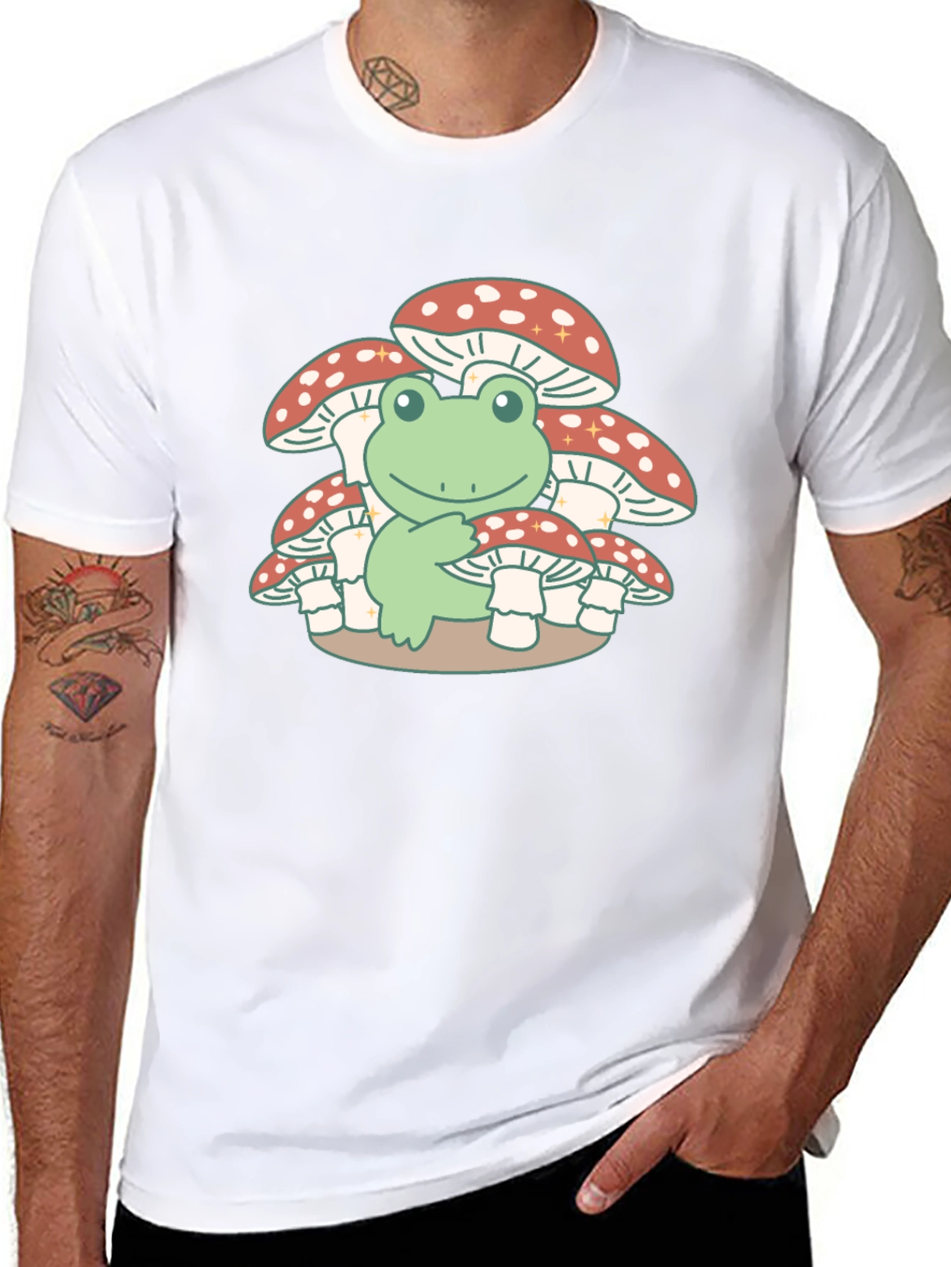 Frog on Mushrooms T-Shirt - Cute & Unique Design