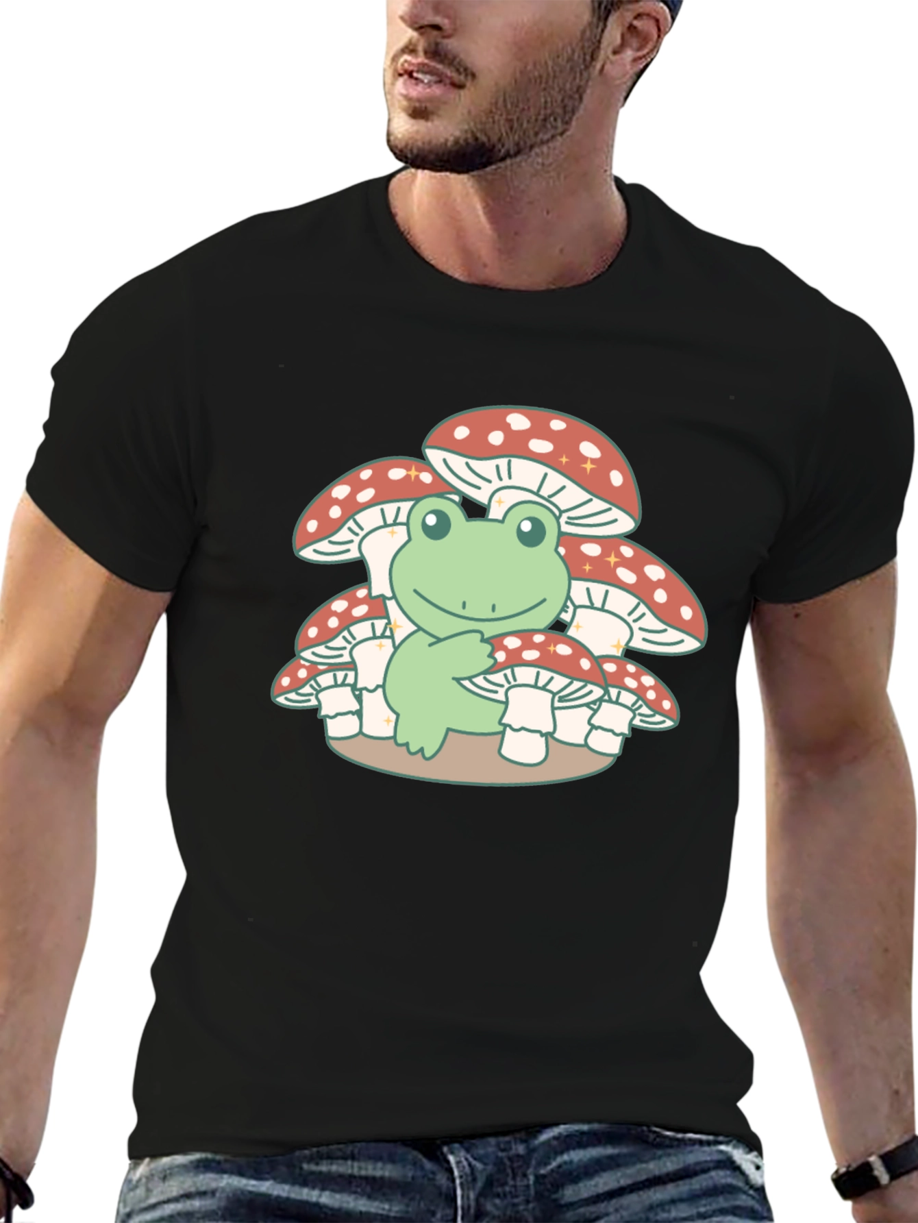 Frog on Mushrooms T-Shirt - Cute & Unique Design