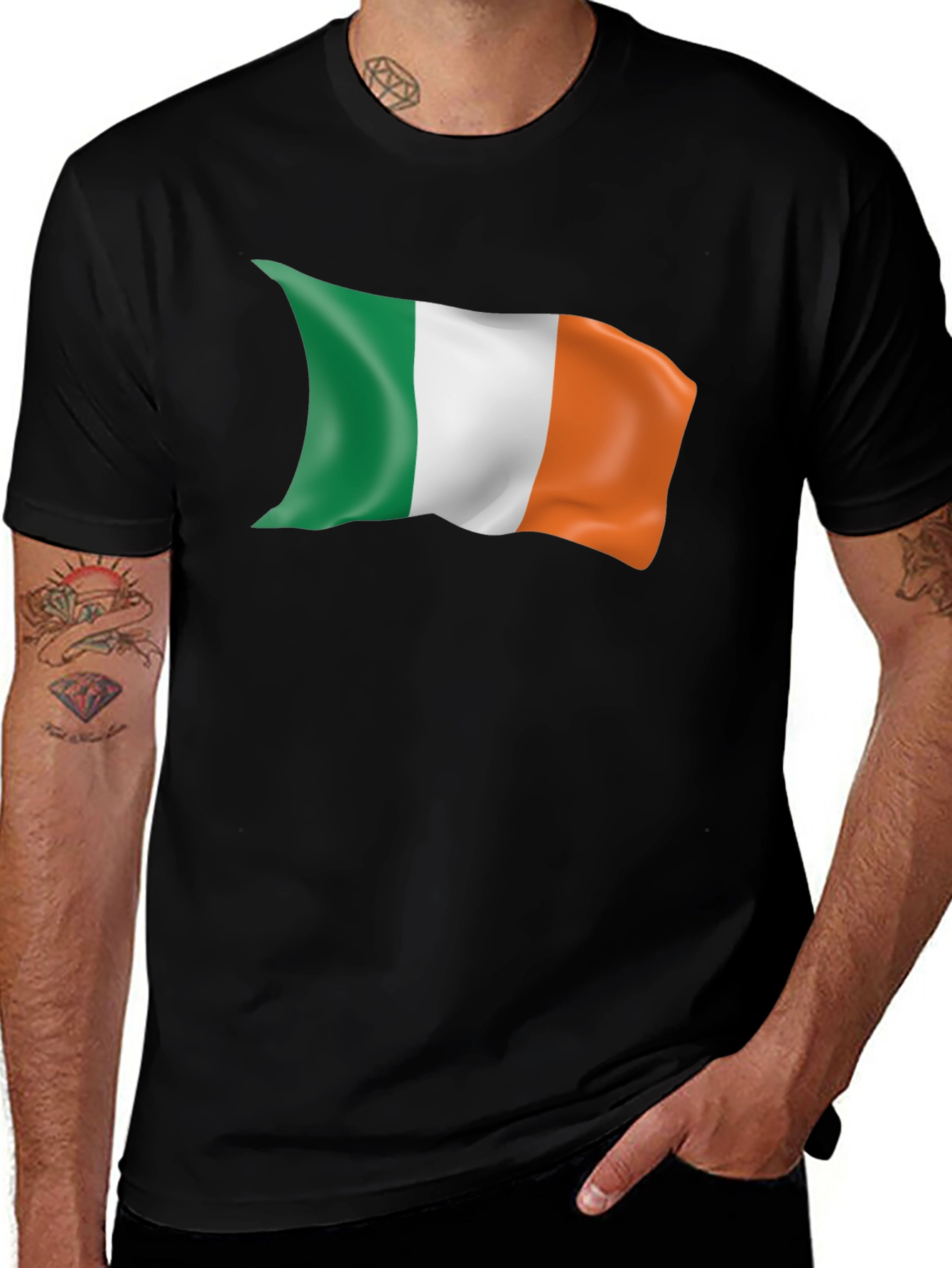 Irish Flag Graphic Tee - Black Cotton Comfort