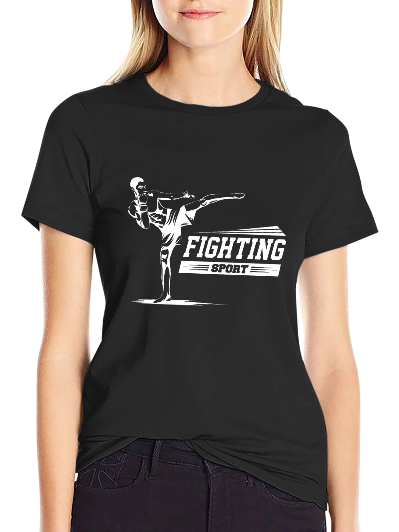 Fighting Sport Graphic T-Shirt - Black