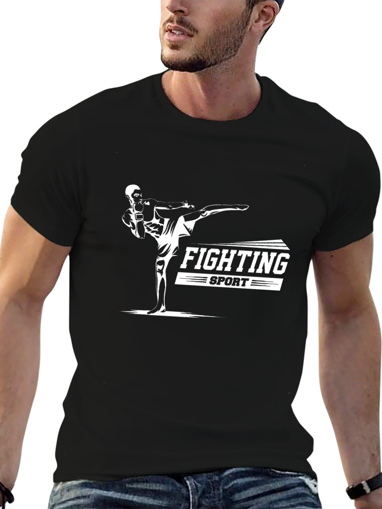 Fighting Sport Graphic T-Shirt - Black