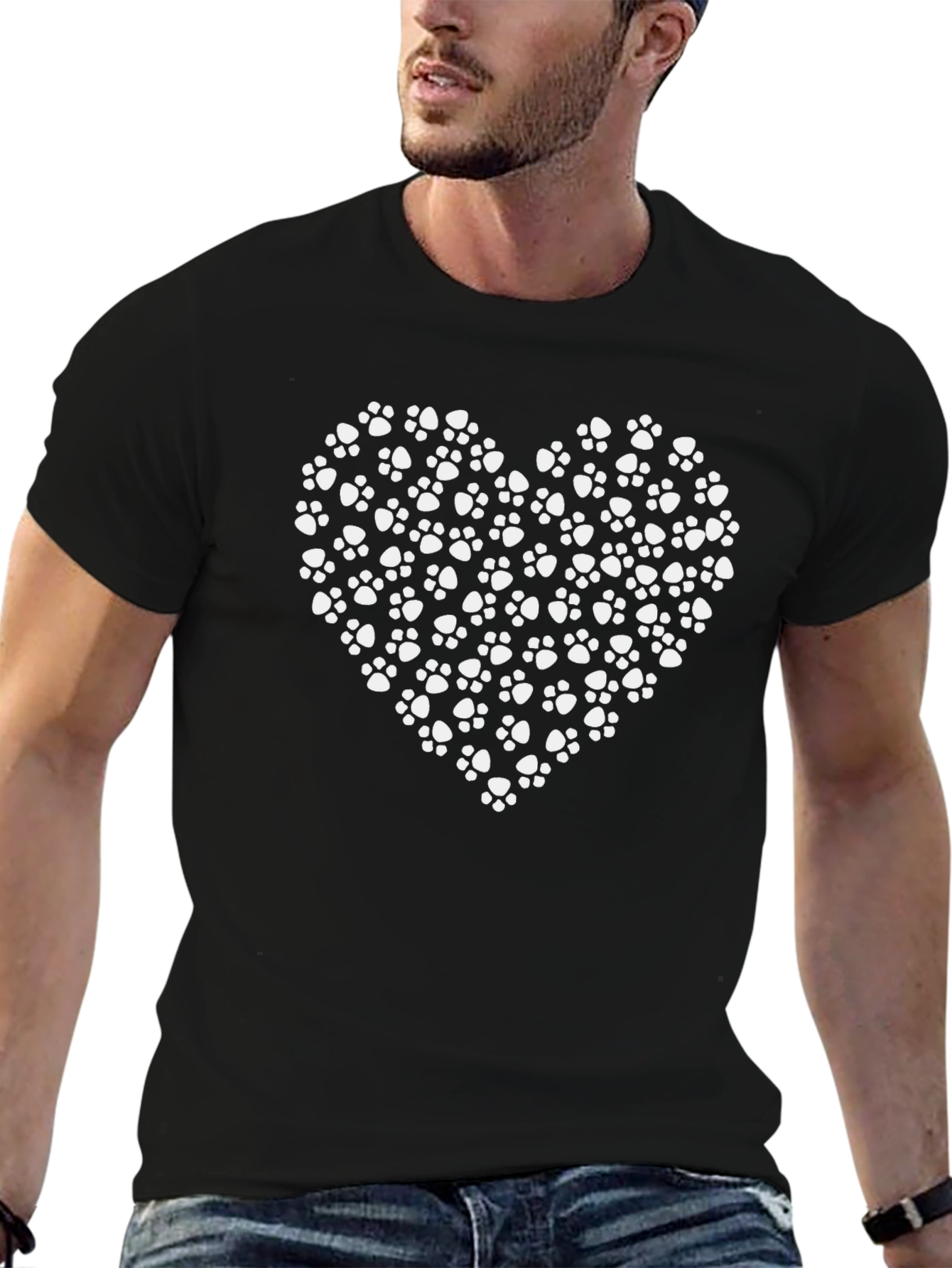 Paw Print Heart Tee - Black