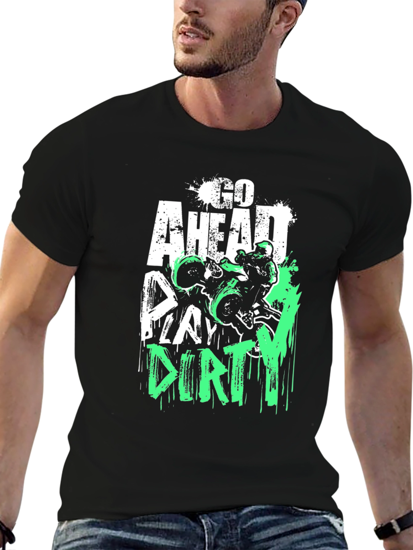 Go Ahead Play Dirty Black Graphic Tee