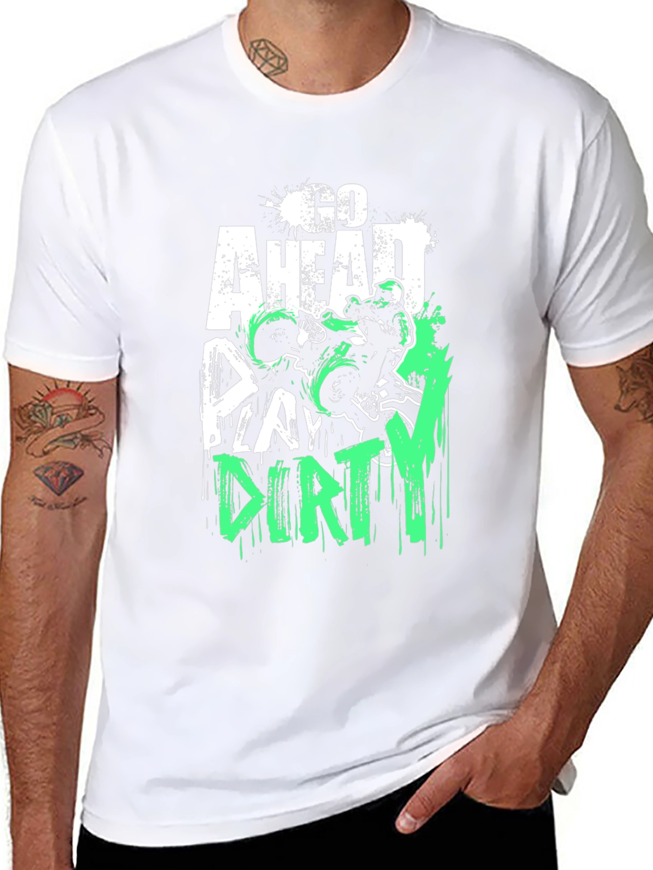 Go Ahead Play Dirty Black Graphic Tee