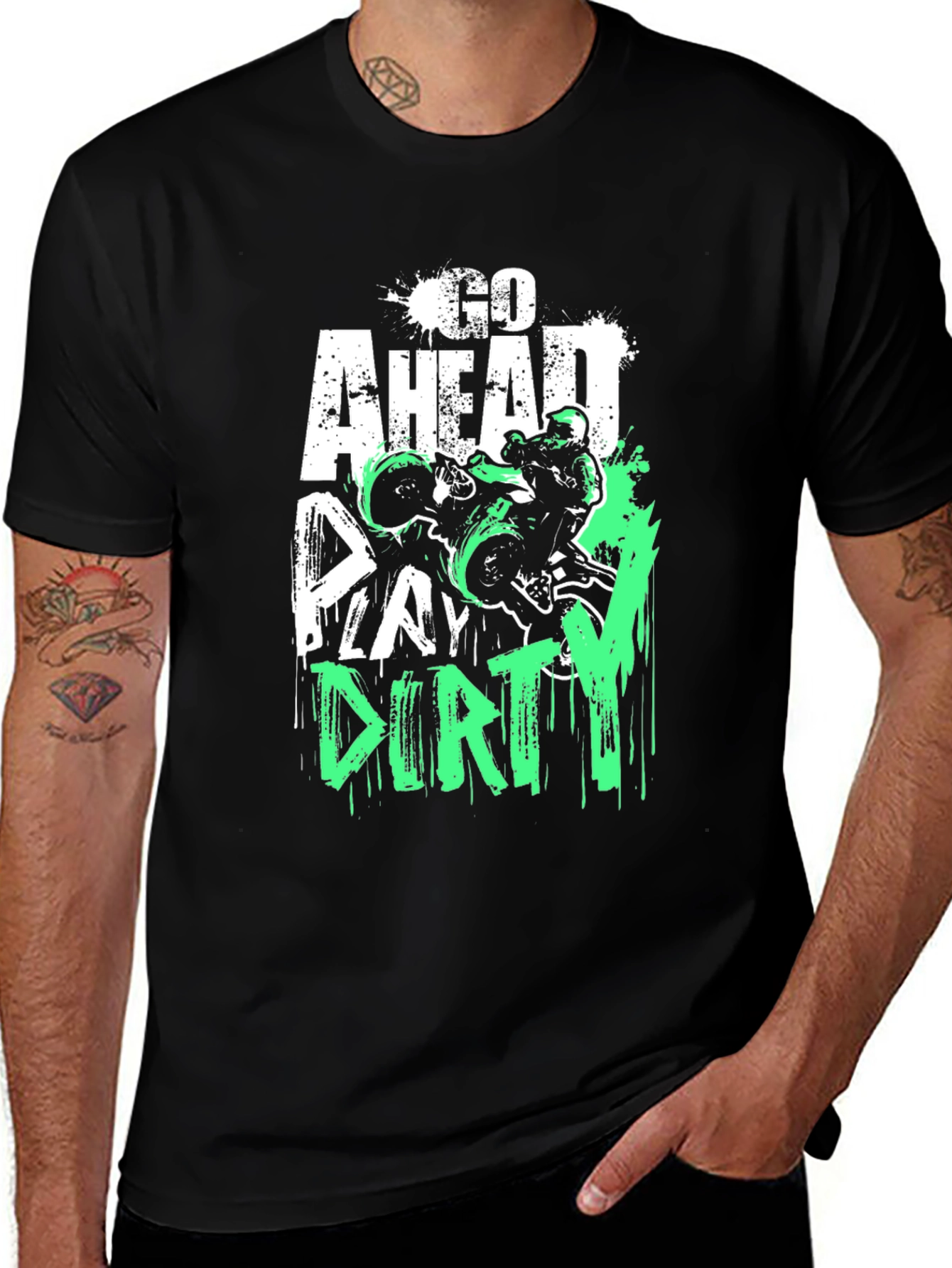 Go Ahead Play Dirty Black Graphic Tee