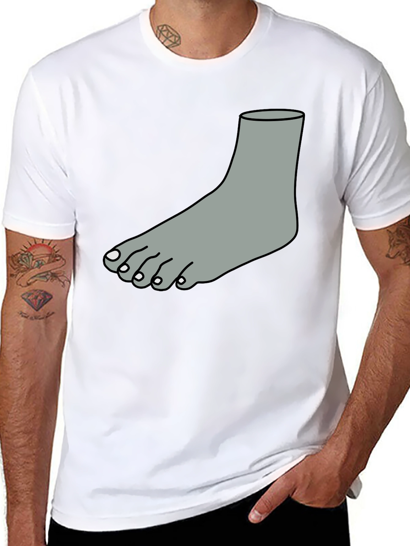 Funny Foot Graphic T-Shirt - Black