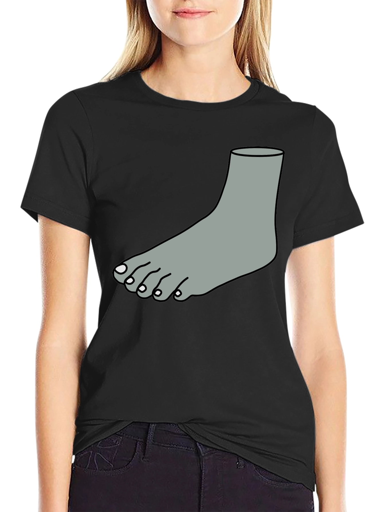 Funny Foot Graphic T-Shirt - Black