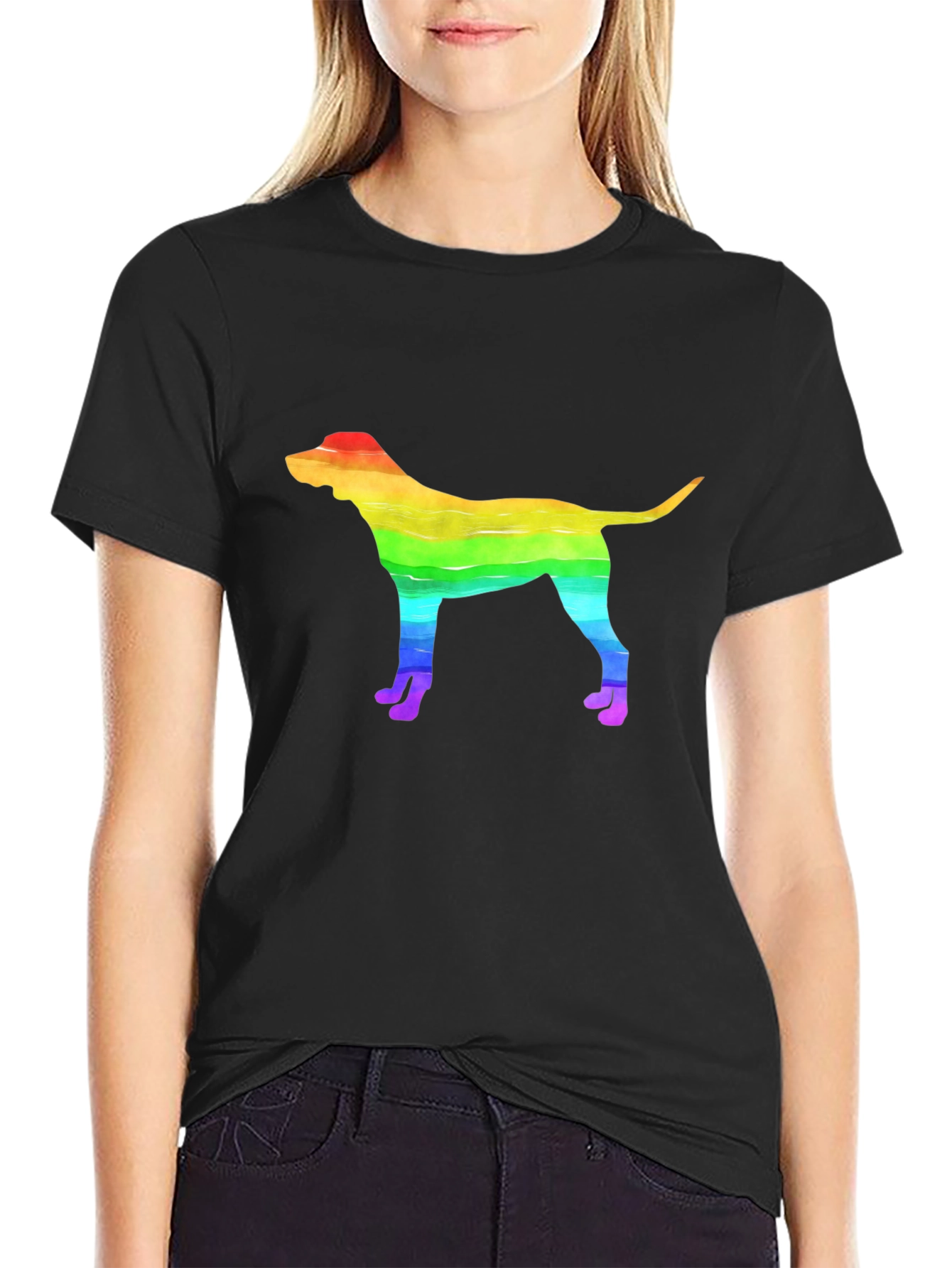 Rainbow Dog Graphic Tee - Black Unisex T-Shirt