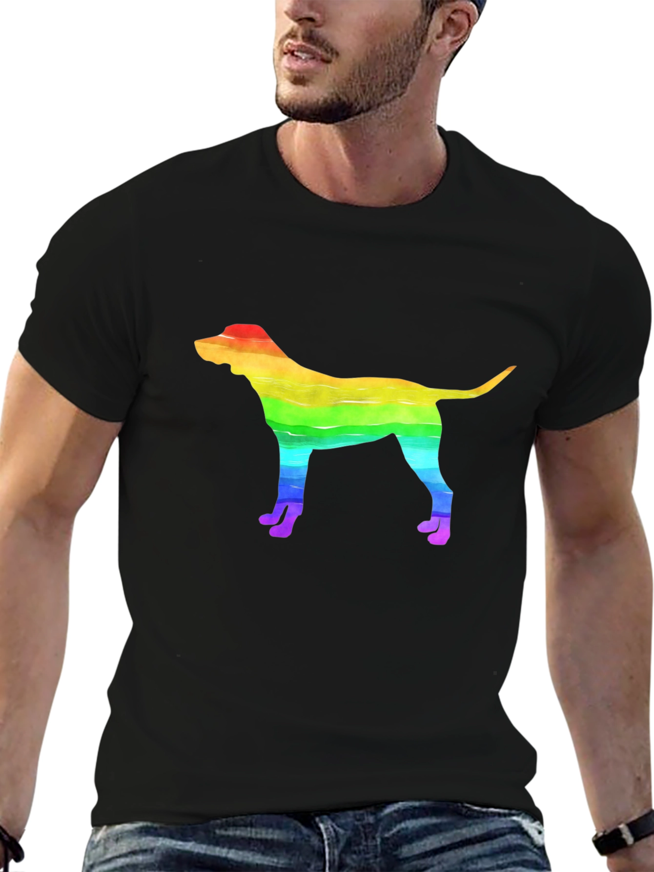 Rainbow Dog Graphic Tee - Black Unisex T-Shirt