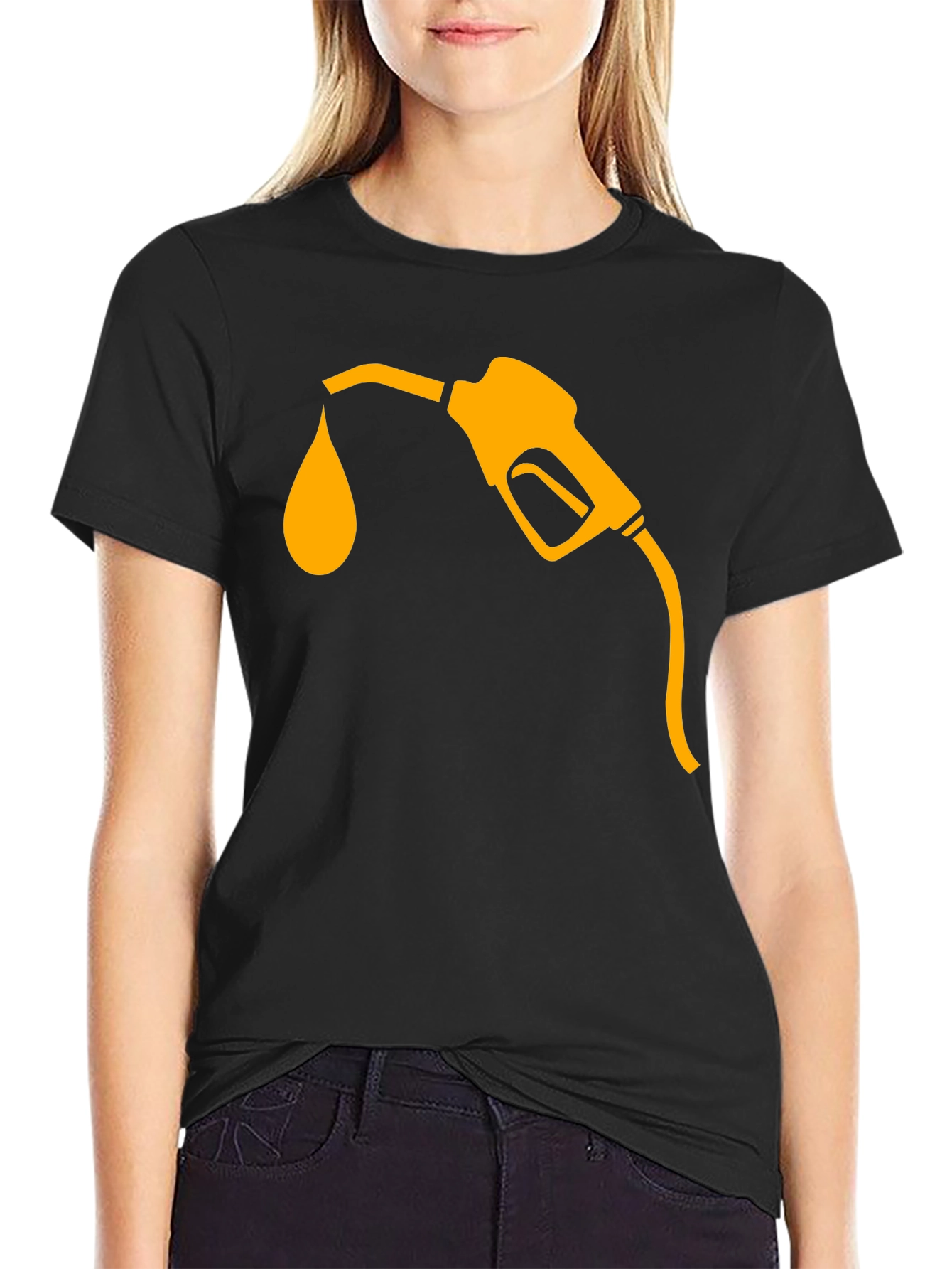 Fuel Up: Mens Black T-Shirt with Gas Pump Graphic