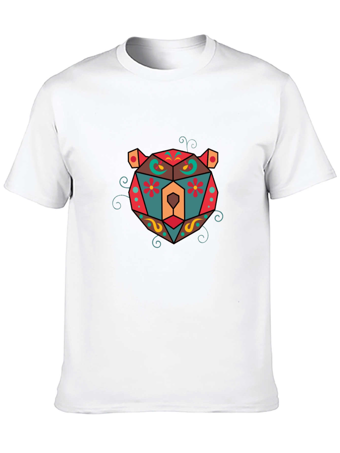 Geometric Bear Graphic T-Shirt - Cool Design