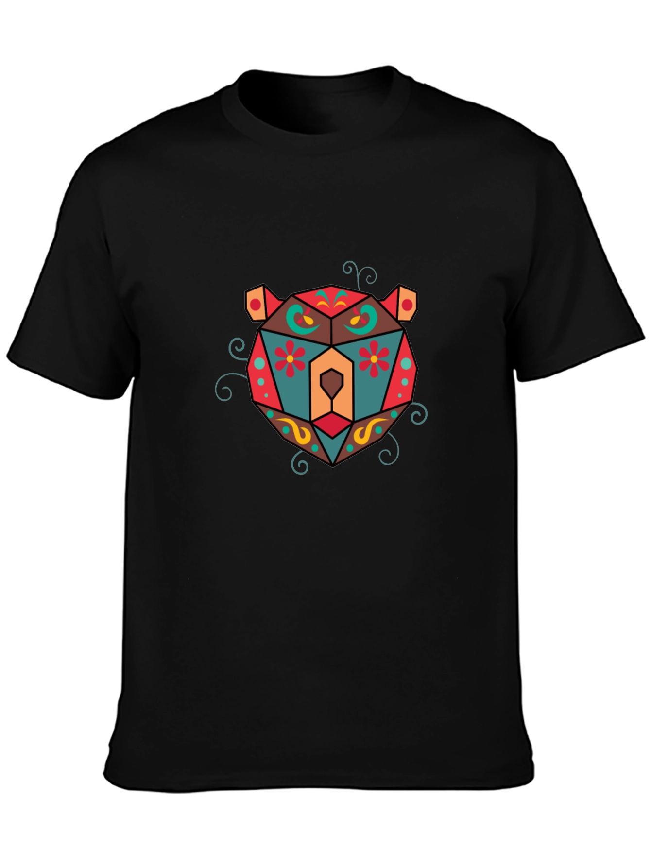 Geometric Bear Graphic T-Shirt - Cool Design