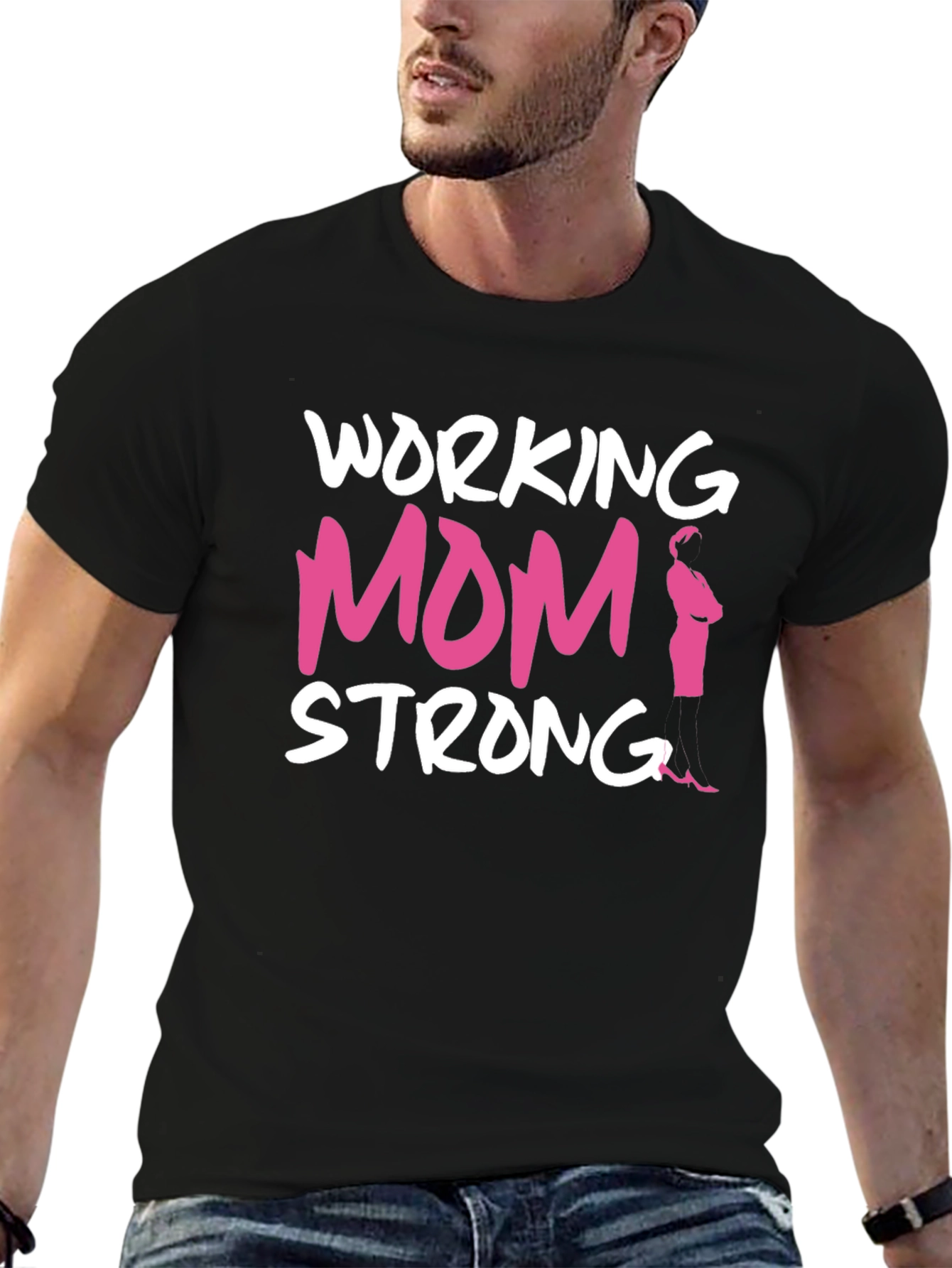 Working Mom Strong T-Shirt - Pink Flamingo Graphic