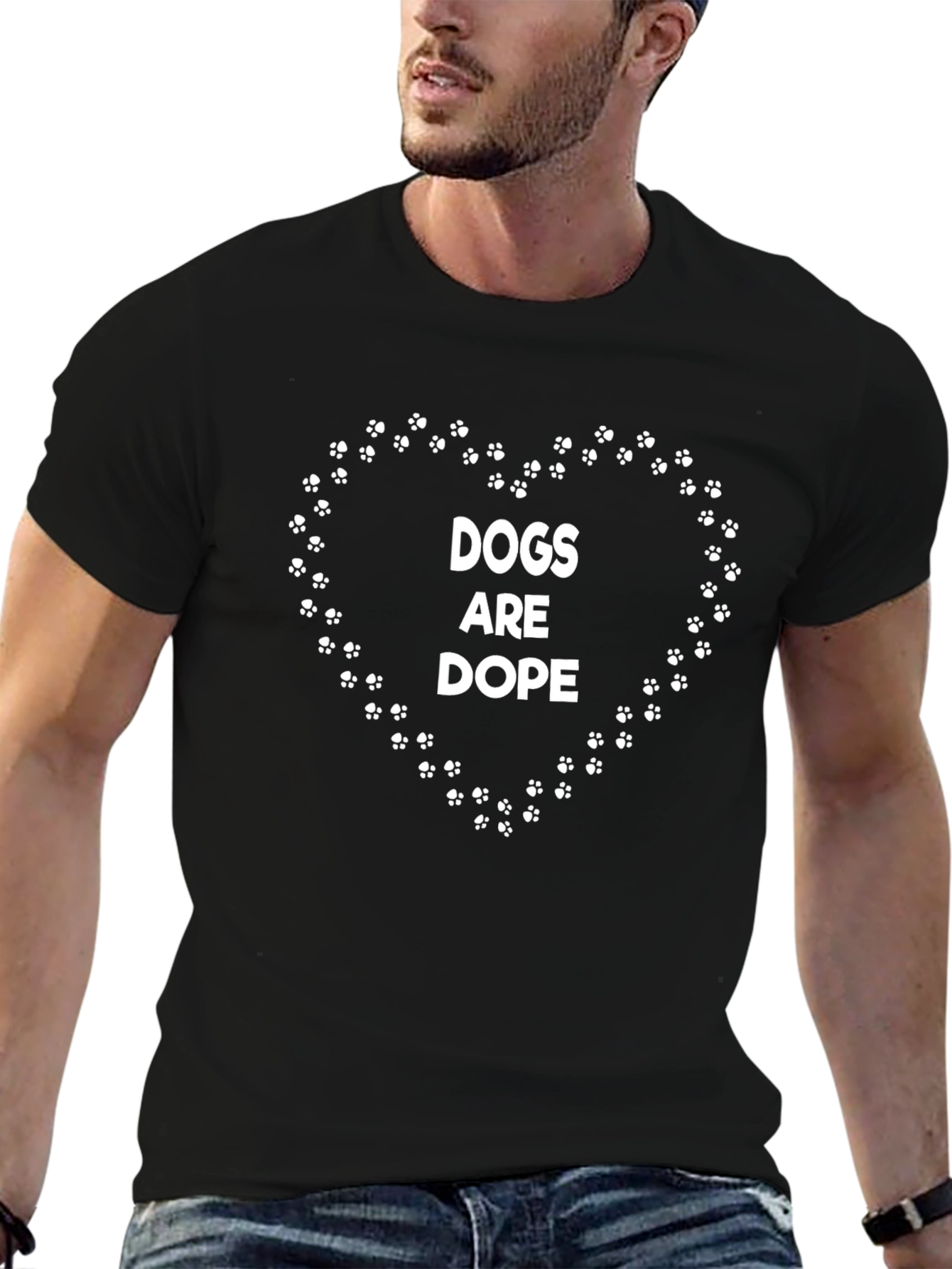 Dogs Are Dope Paw Print Heart Graphic T-Shirt