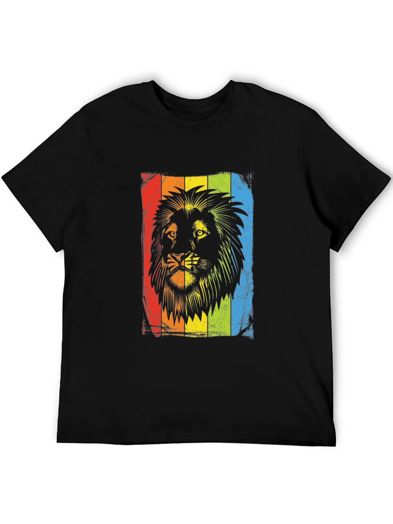 Lion Reggae Graphic Print Mens Black T-Shirt