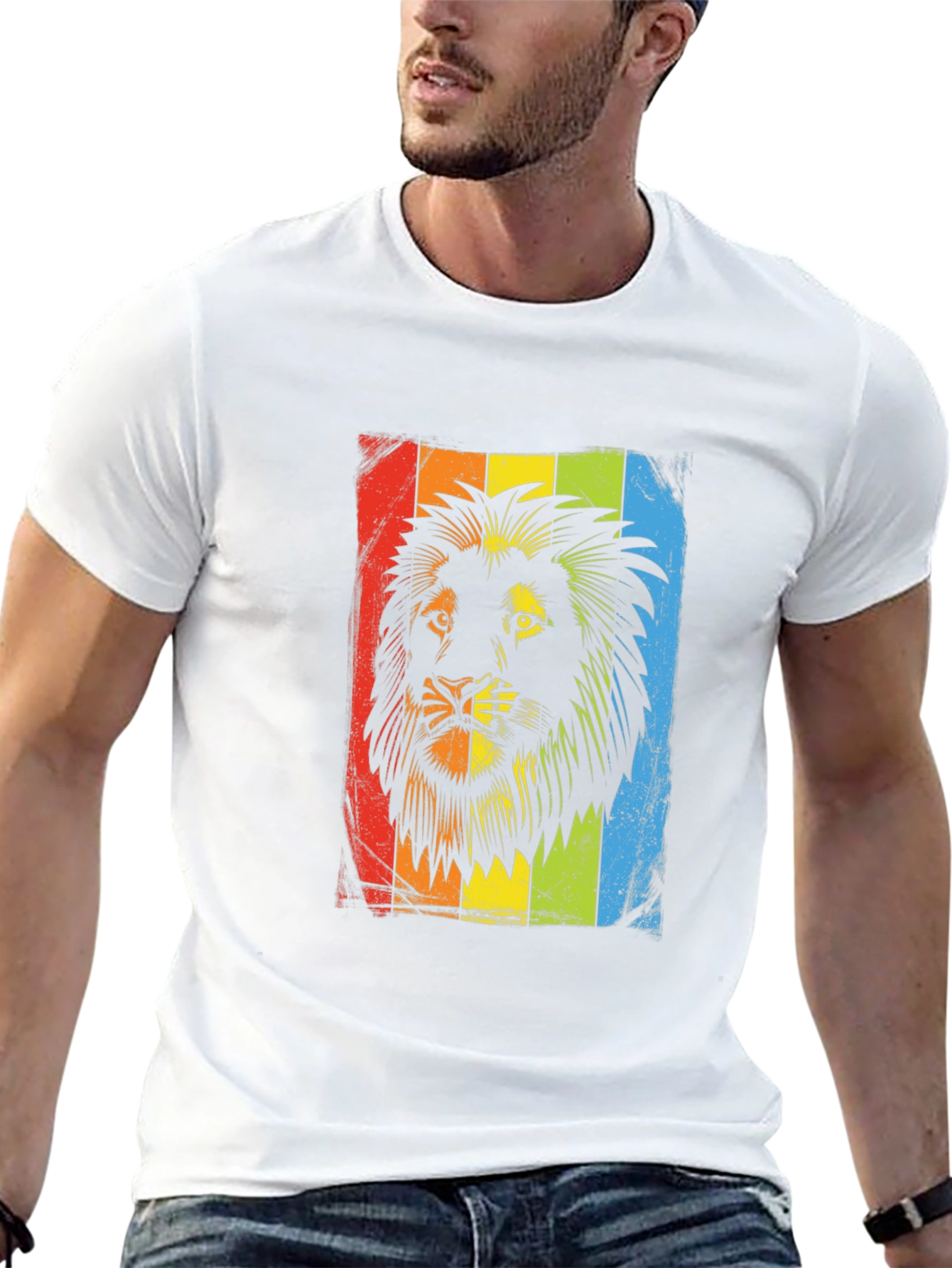 Lion Reggae Graphic Print Mens Black T-Shirt