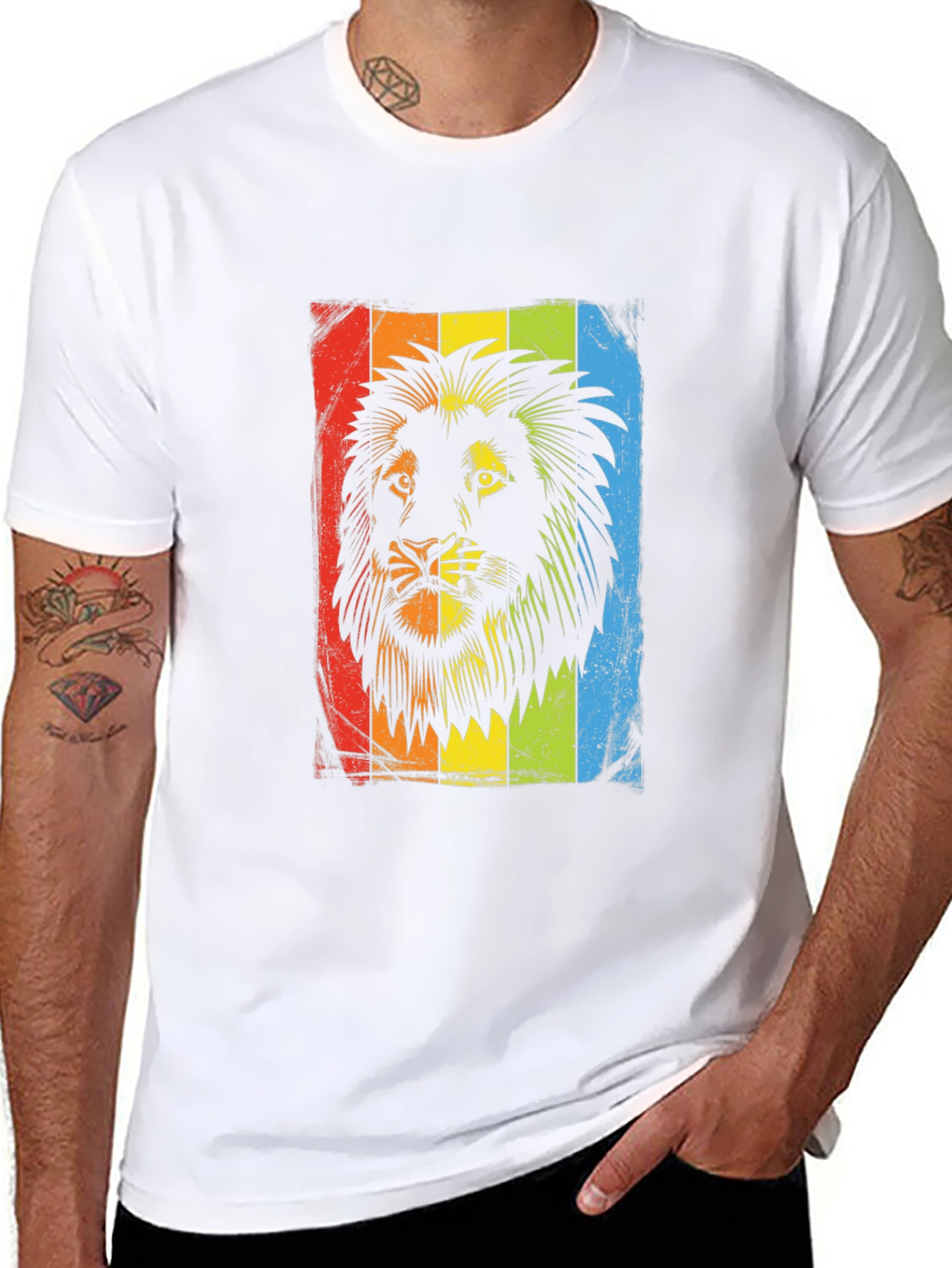 Lion Reggae Graphic Print Mens Black T-Shirt