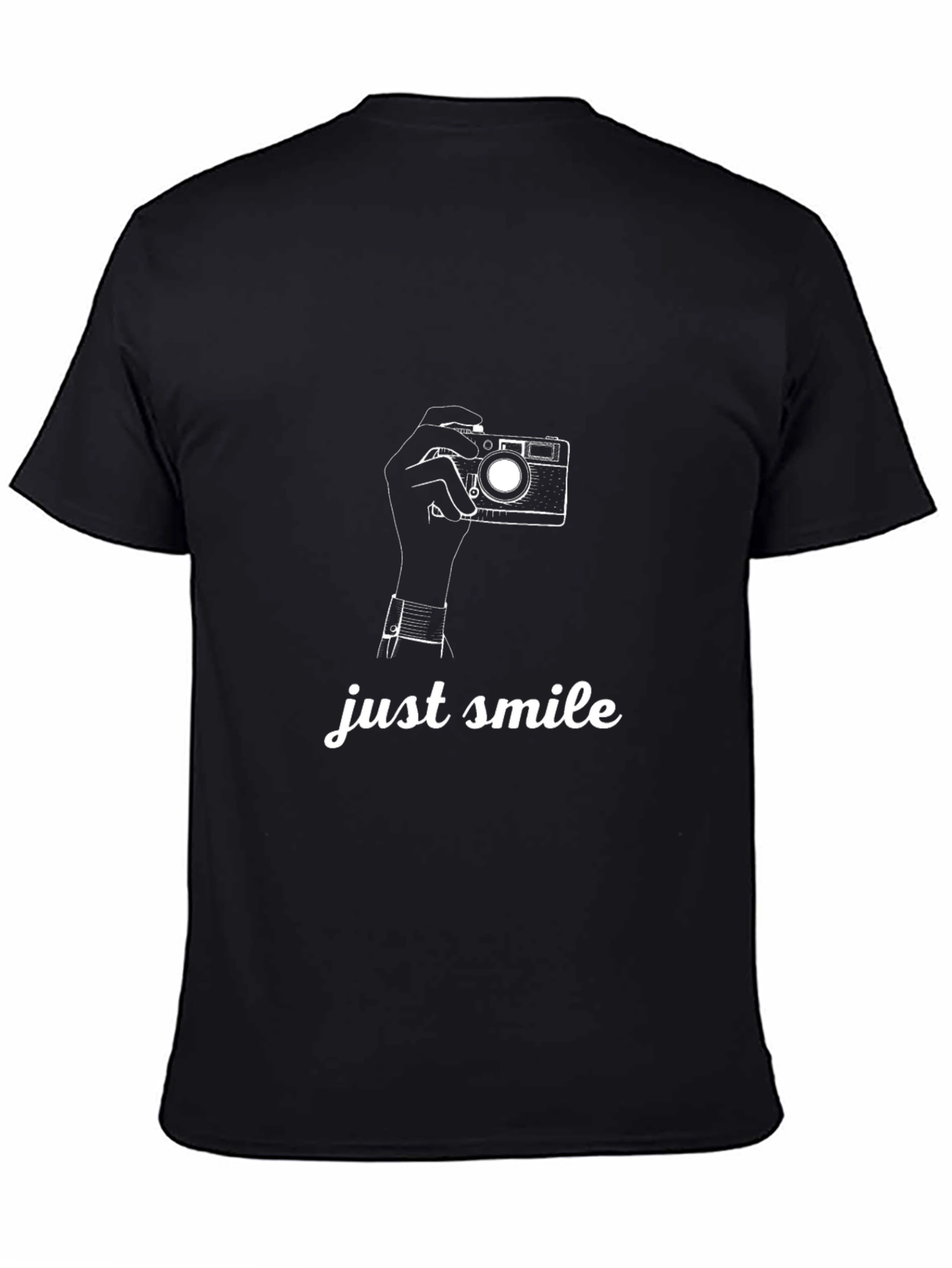 Just Smile Camera T-Shirt - Black