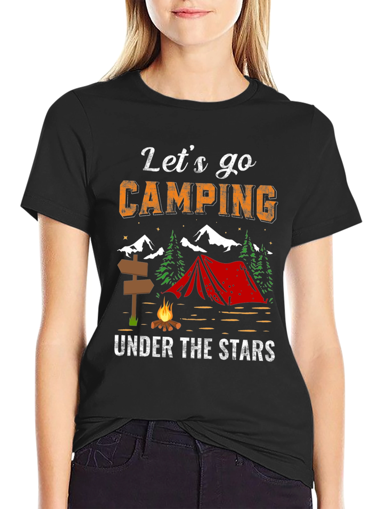 Lets Go Camping Under The Stars Graphic Tee