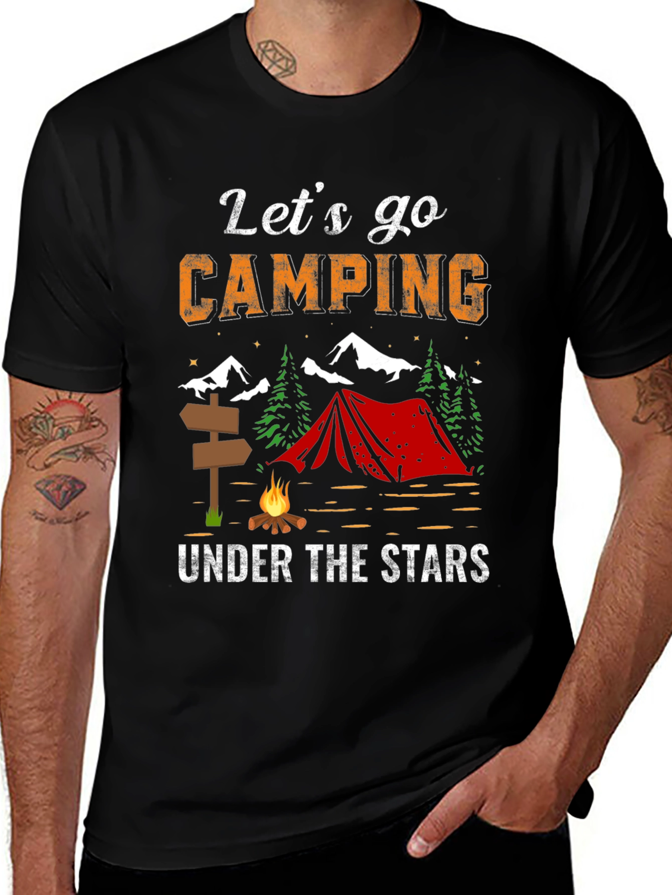 Lets Go Camping Under The Stars Graphic Tee