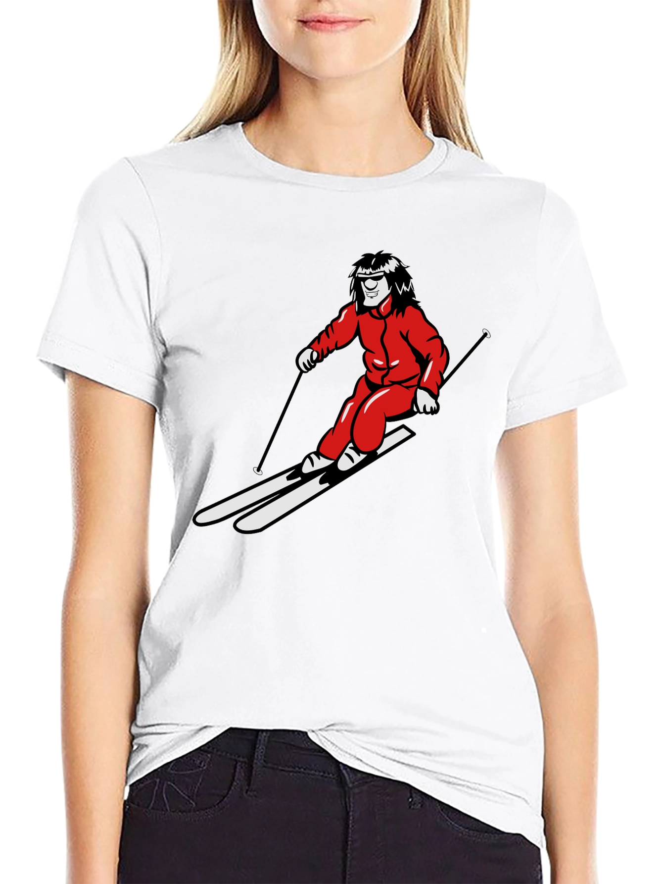 Retro Ski T-Shirt - Black Cotton Blend
