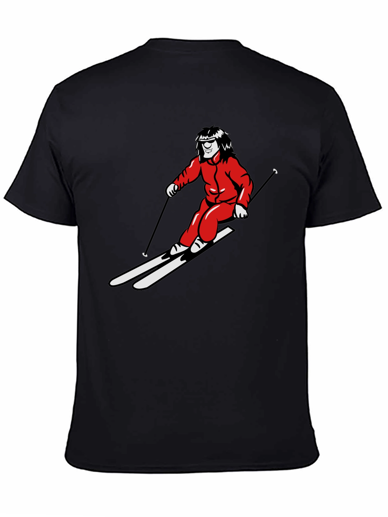 Retro Ski T-Shirt - Black Cotton Blend