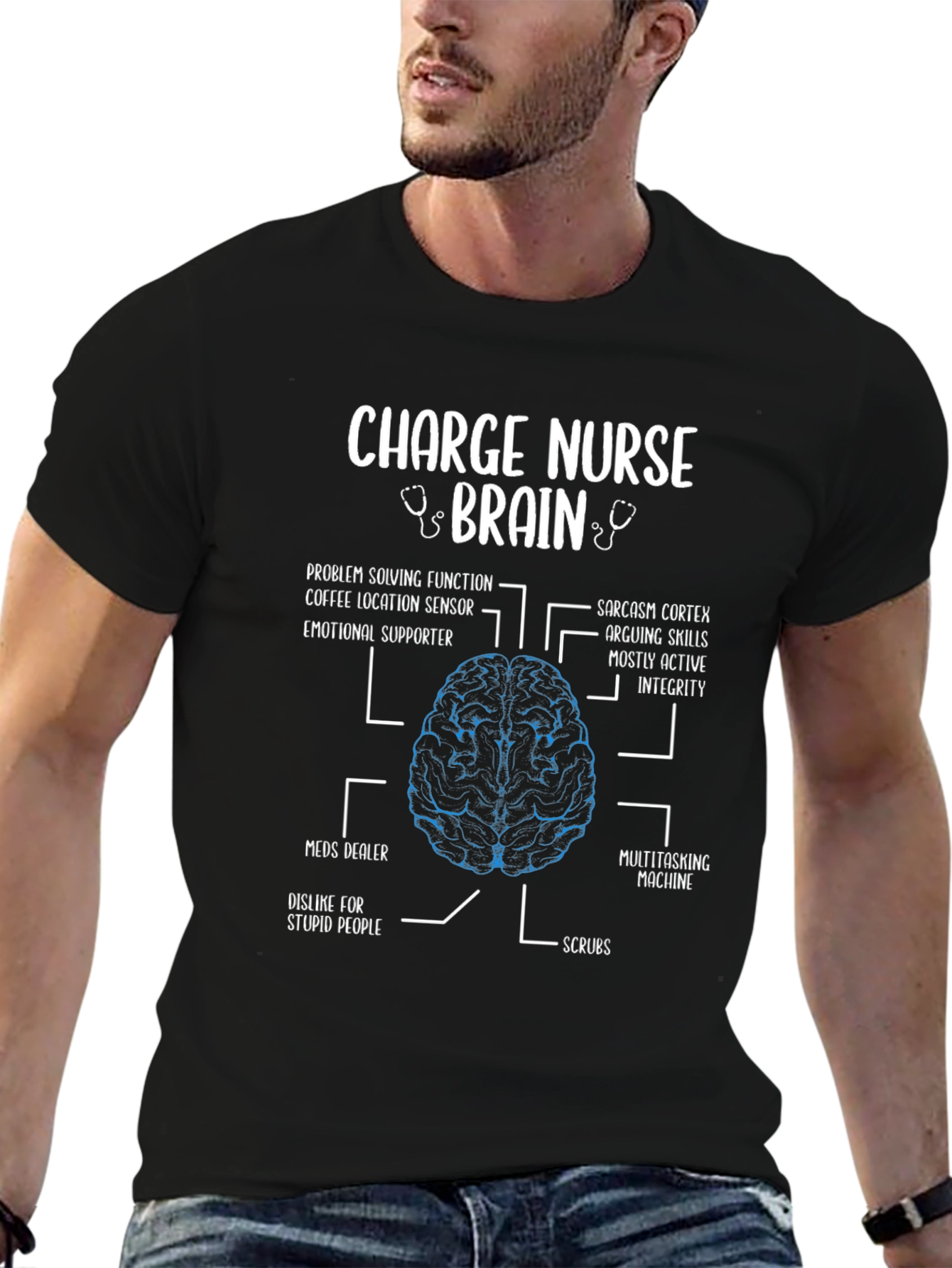 Charge Nurse Brain Anatomy T-Shirt