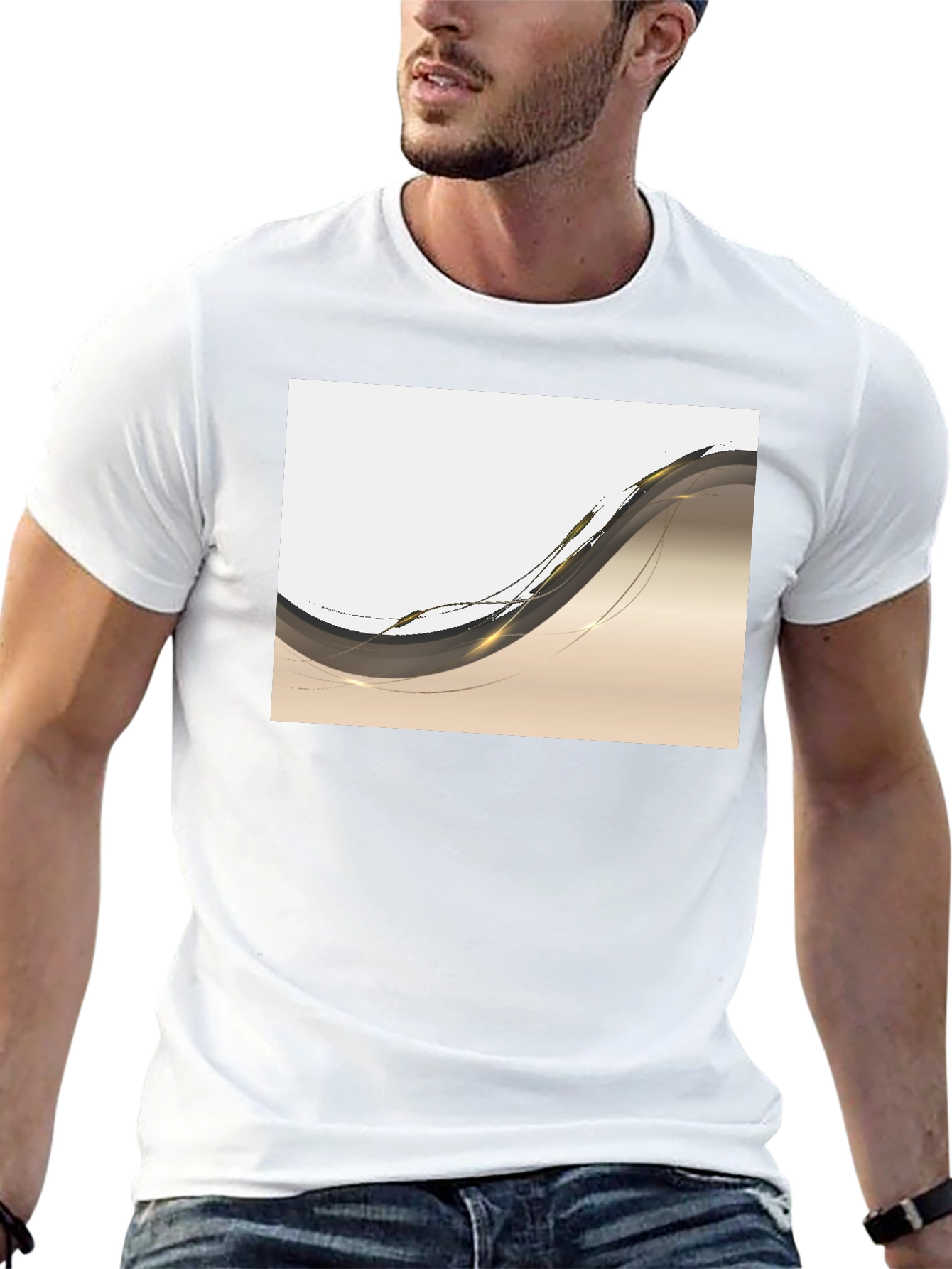 Abstract Wave Graphic Black T-Shirt