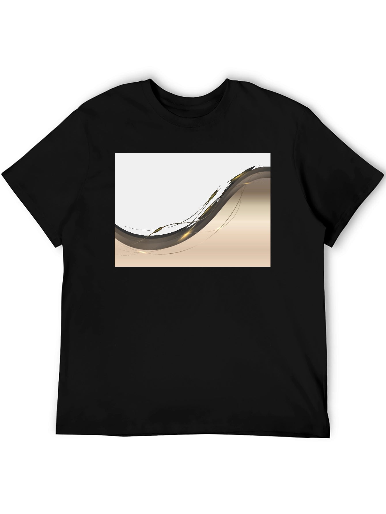 Abstract Wave Graphic Black T-Shirt