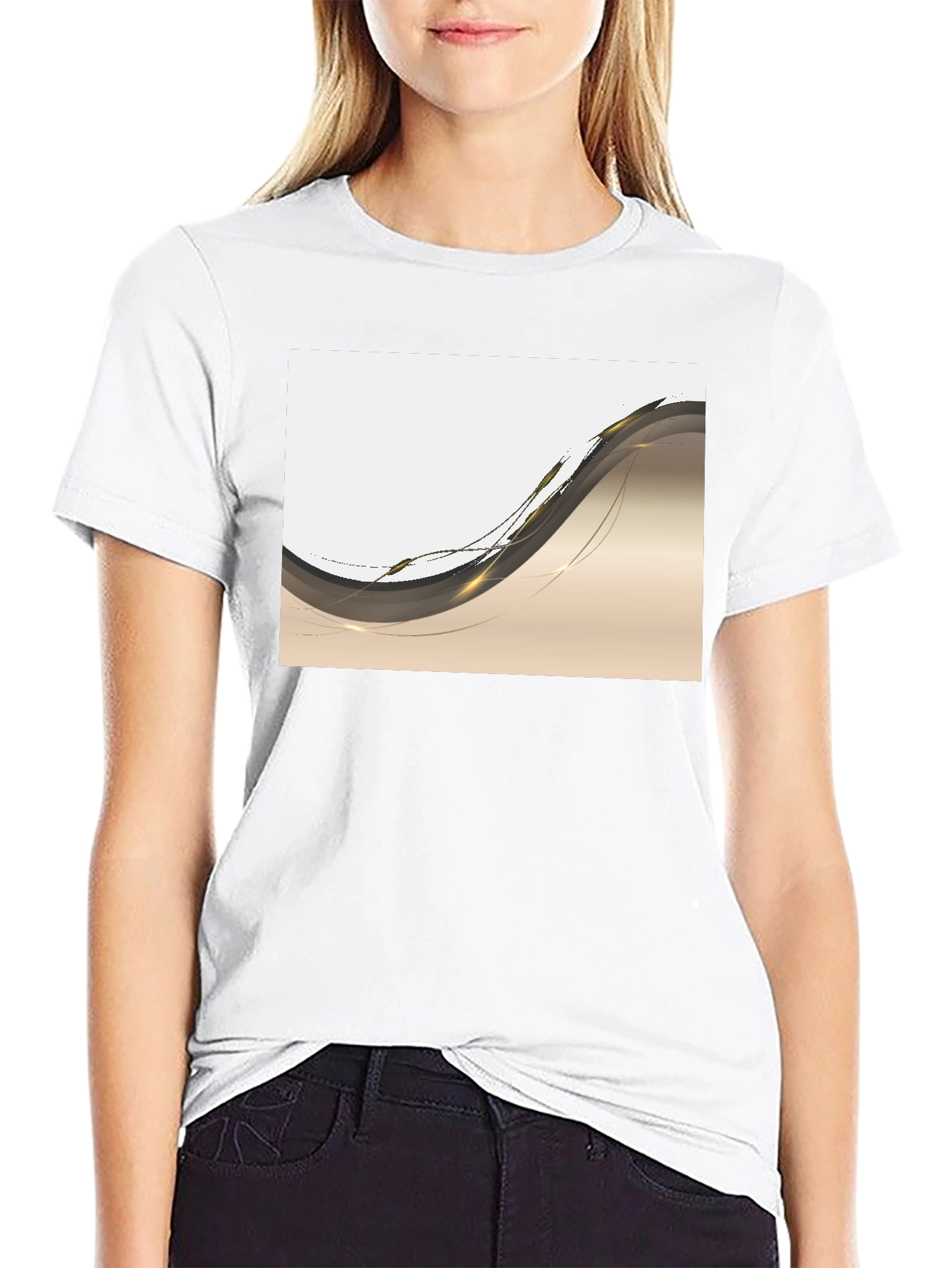 Abstract Wave Graphic Black T-Shirt