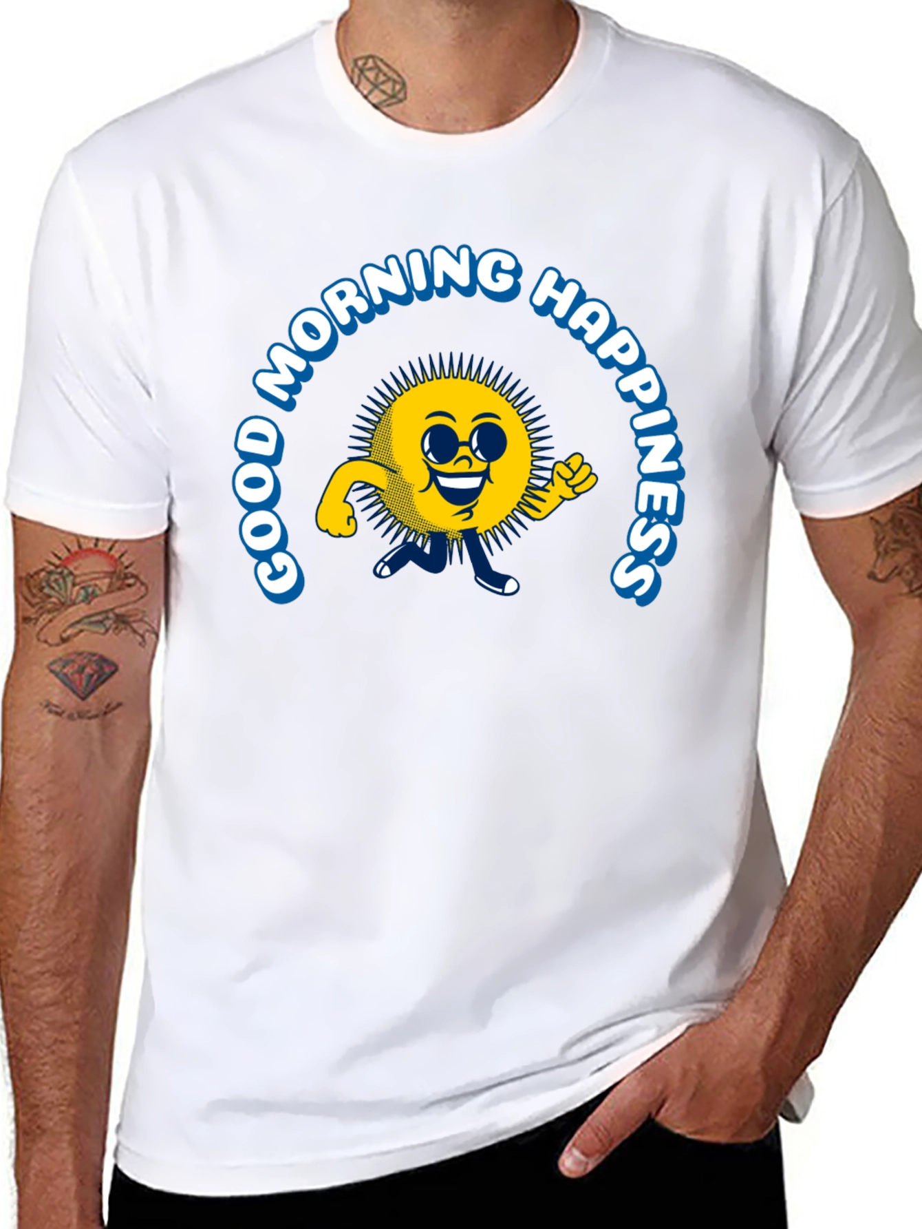 Good Morning Happiness T-Shirt - Black