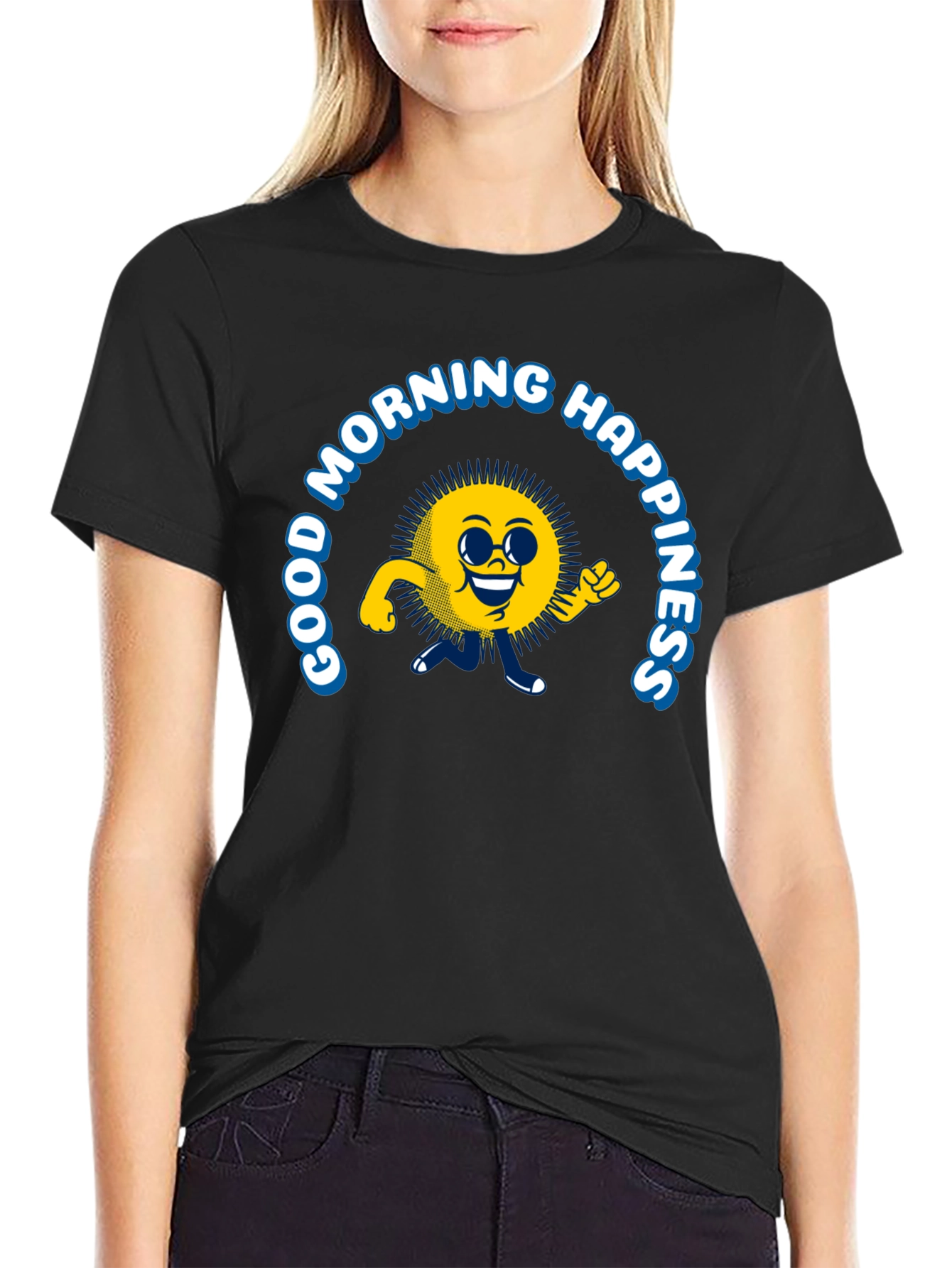 Good Morning Happiness T-Shirt - Black