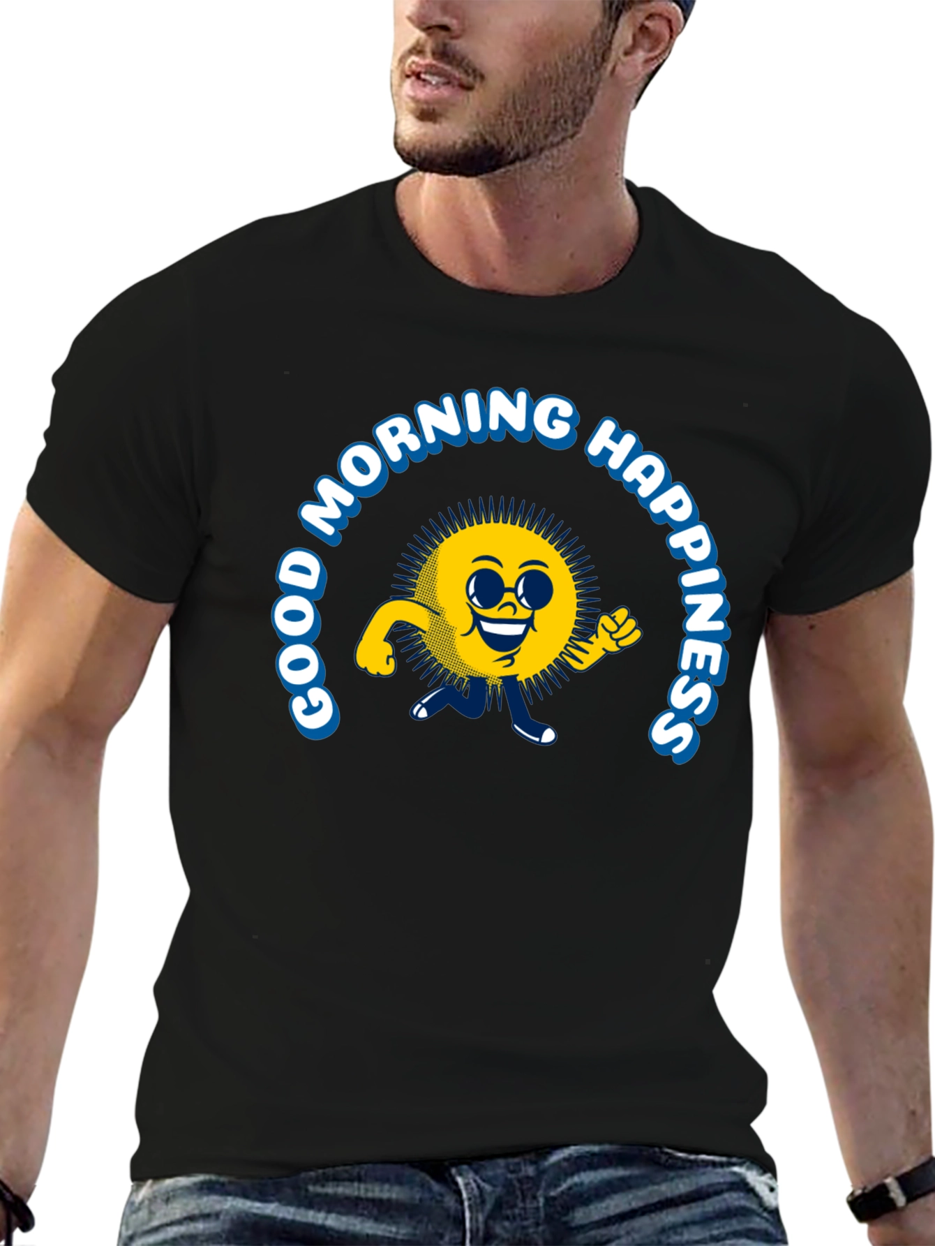 Good Morning Happiness T-Shirt - Black