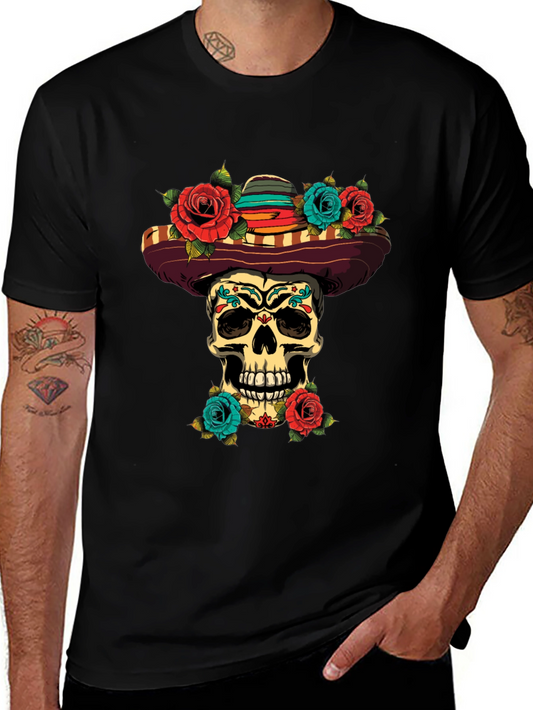 Sugar Skull Sombrero Graphic T-Shirt - Dia de los Muertos