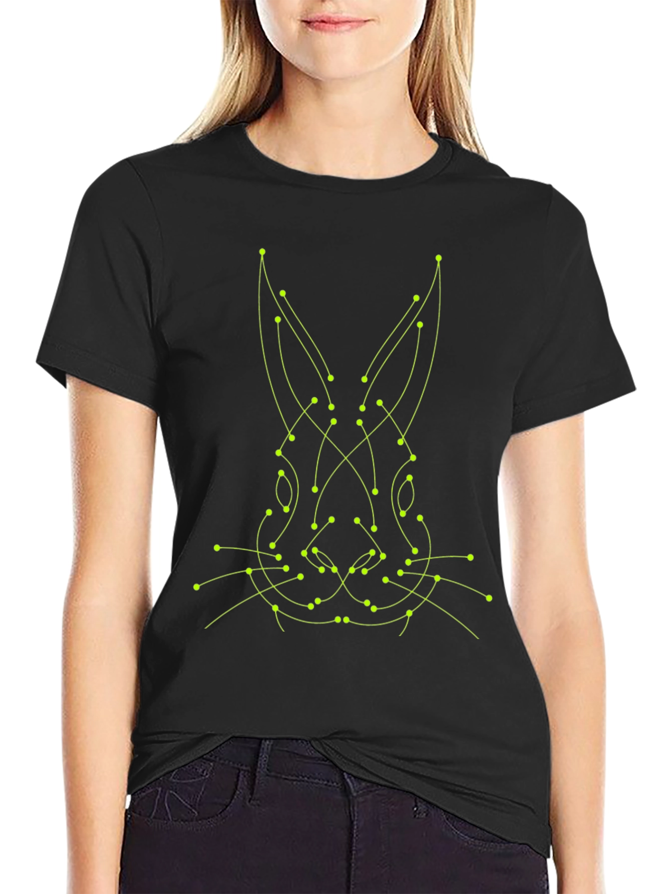 Geometric Rabbit Tee - Modern Art Style
