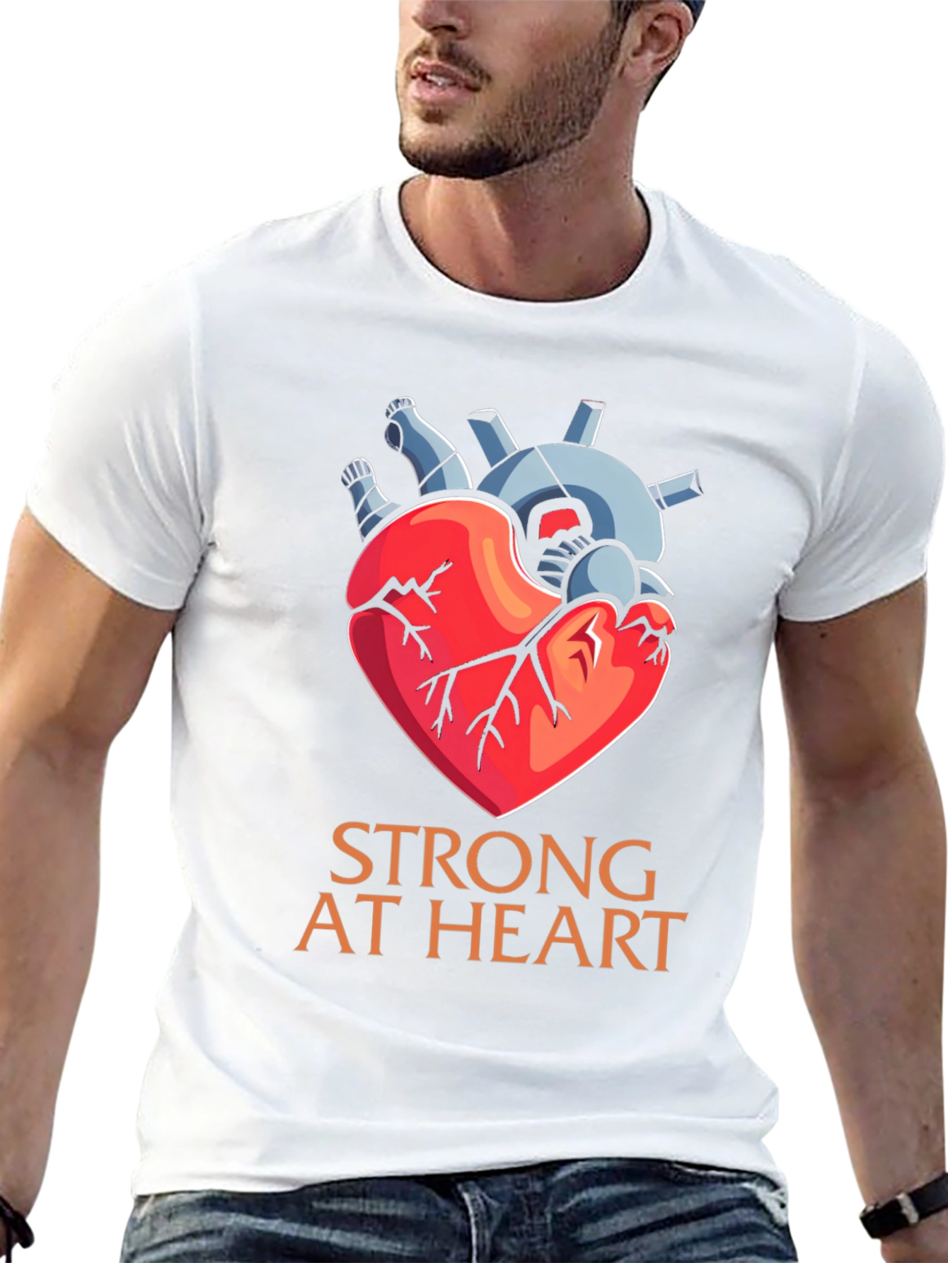 Strong At Heart Graphic T-Shirt - Bold Anatomical Style