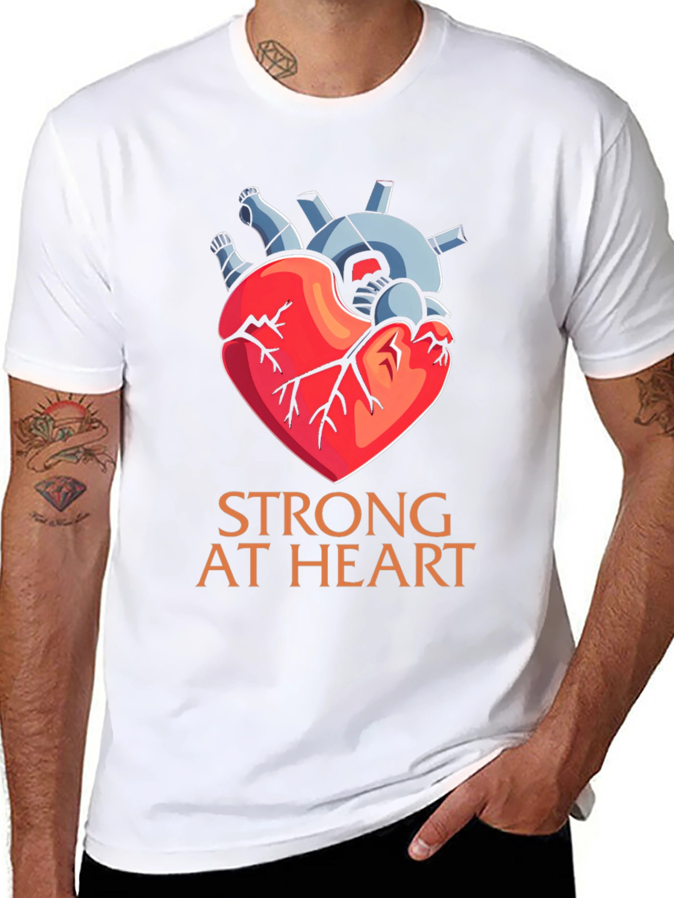 Strong At Heart Graphic T-Shirt - Bold Anatomical Style