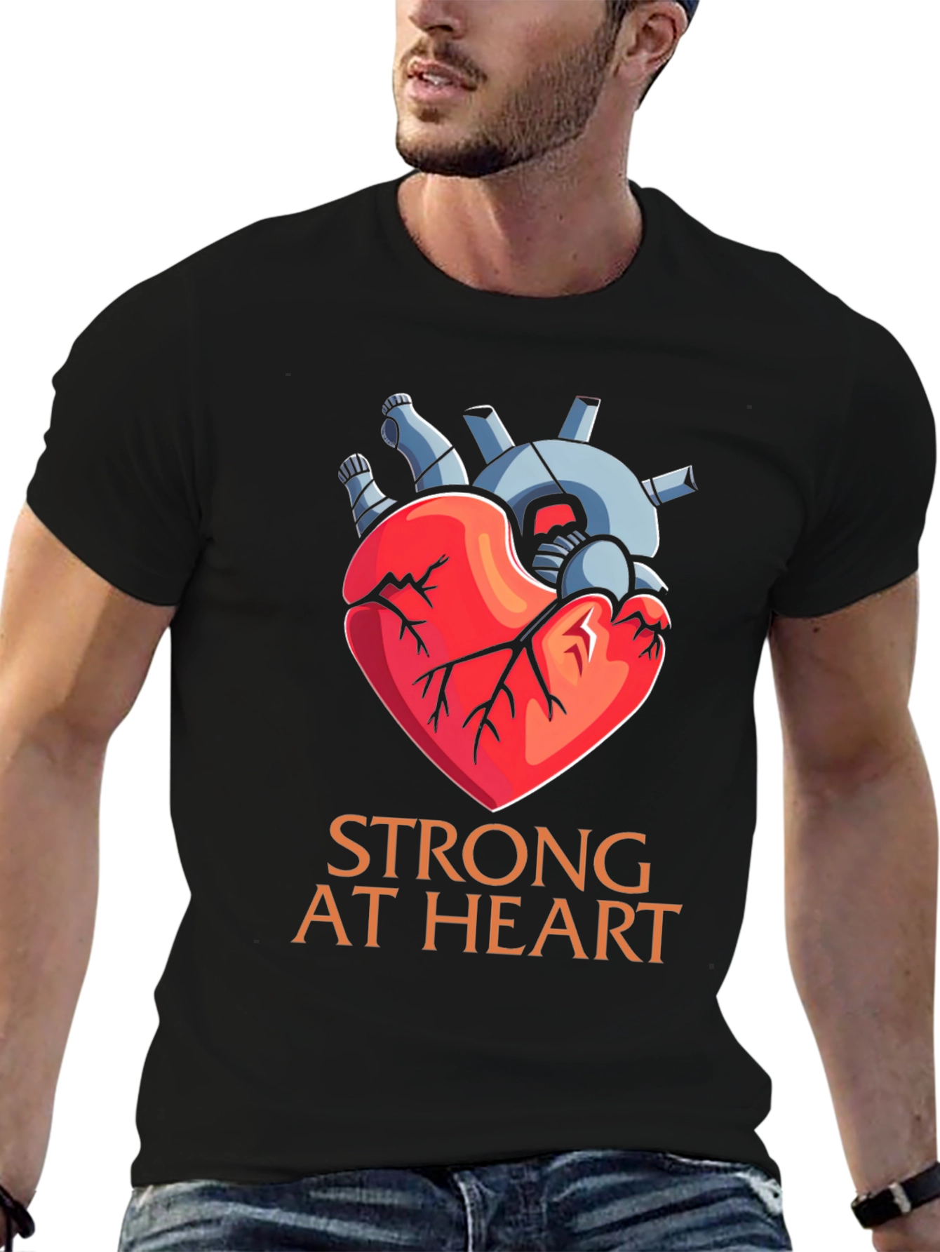 Strong At Heart Graphic T-Shirt - Bold Anatomical Style