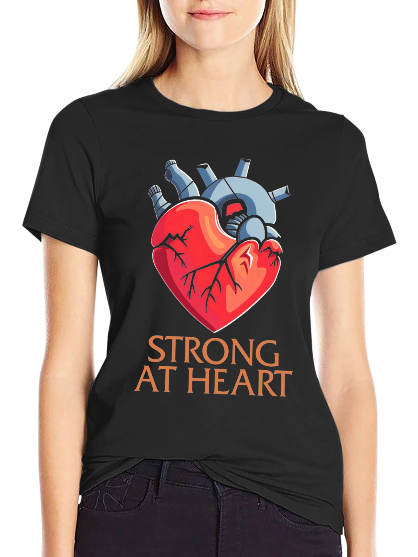 Strong At Heart Graphic T-Shirt - Bold Anatomical Style