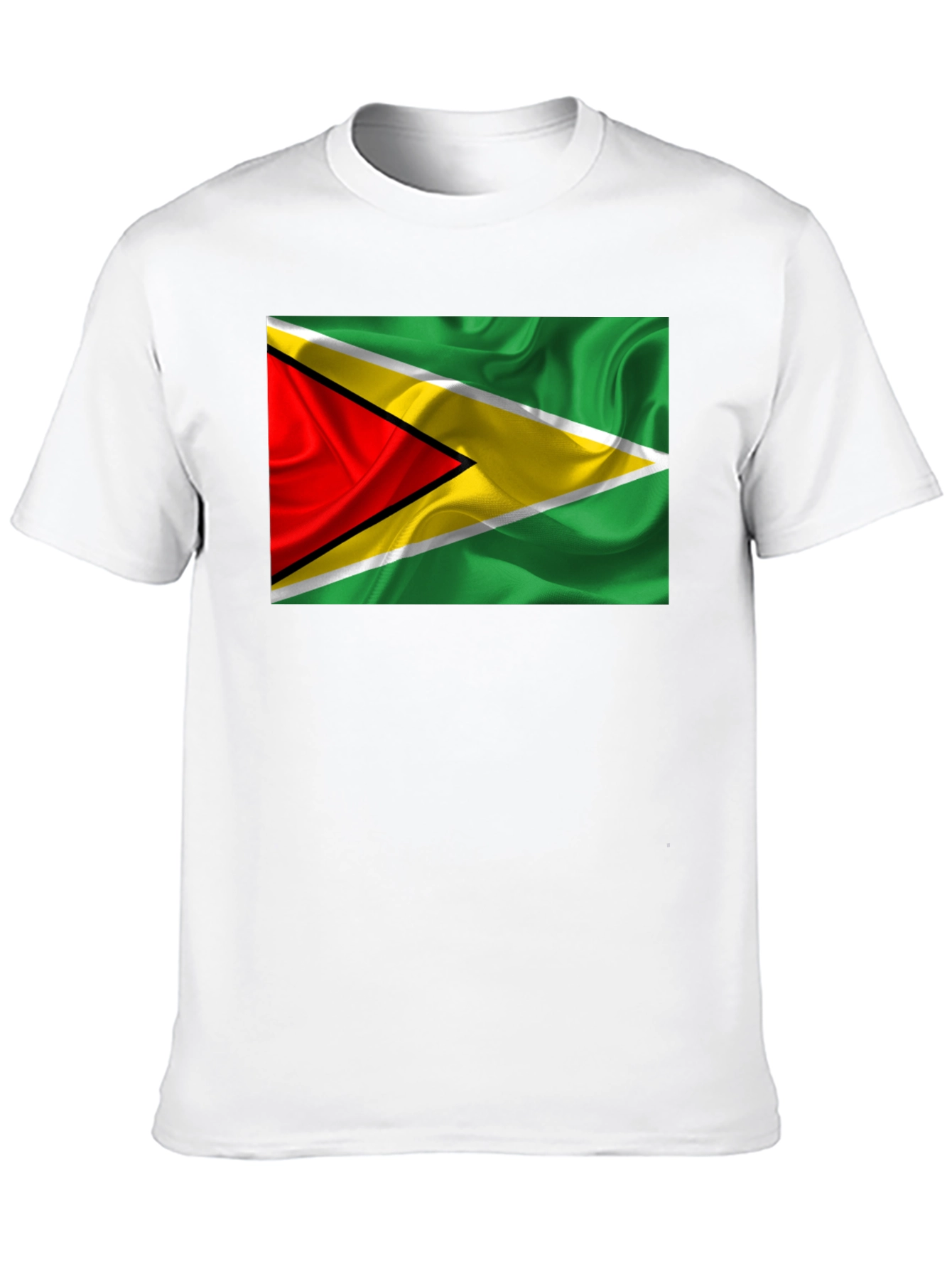 Guyana Flag Graphic Tee - Black Cotton T-Shirt