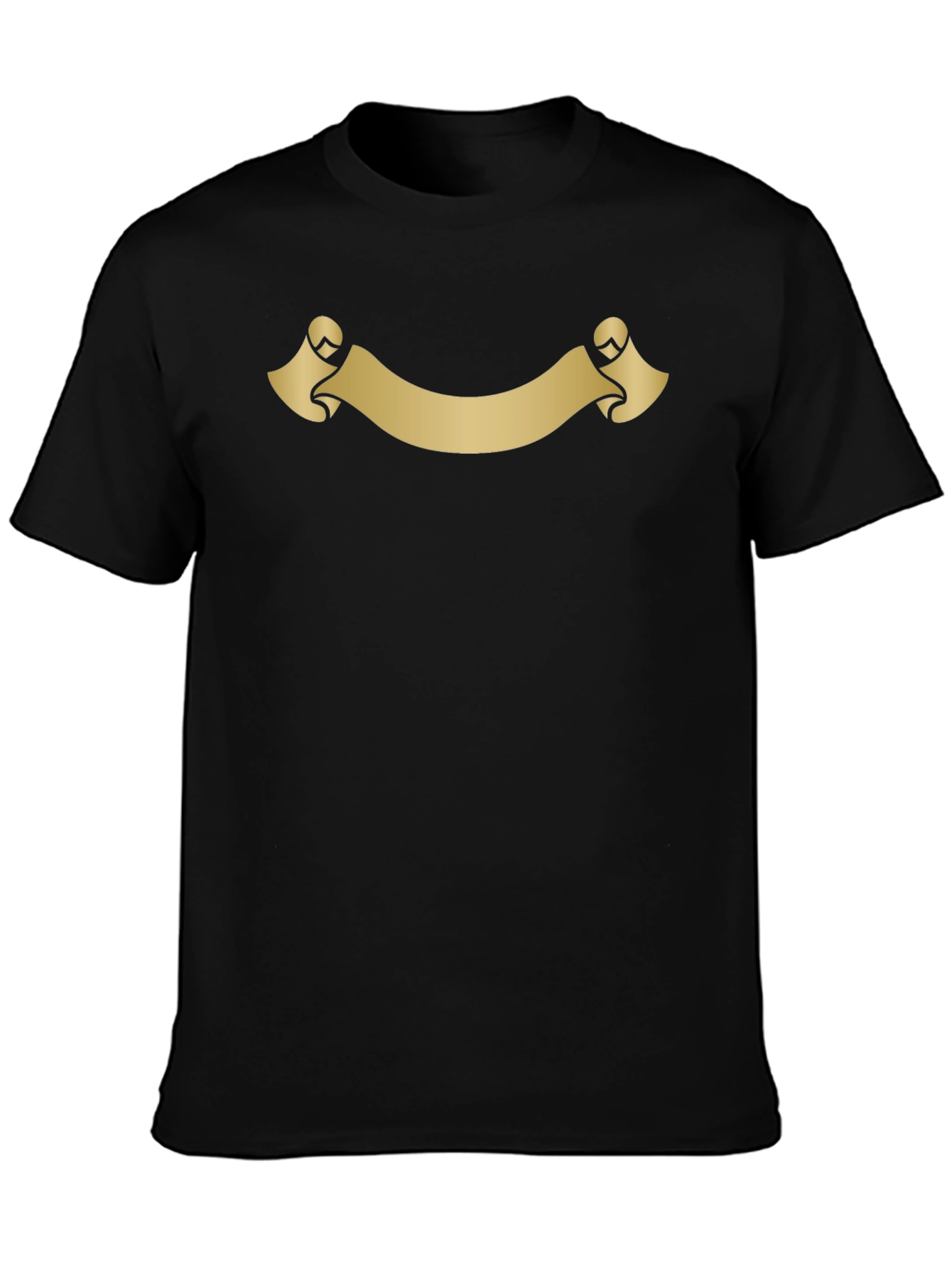 Black T-Shirt with Gold Scroll Design