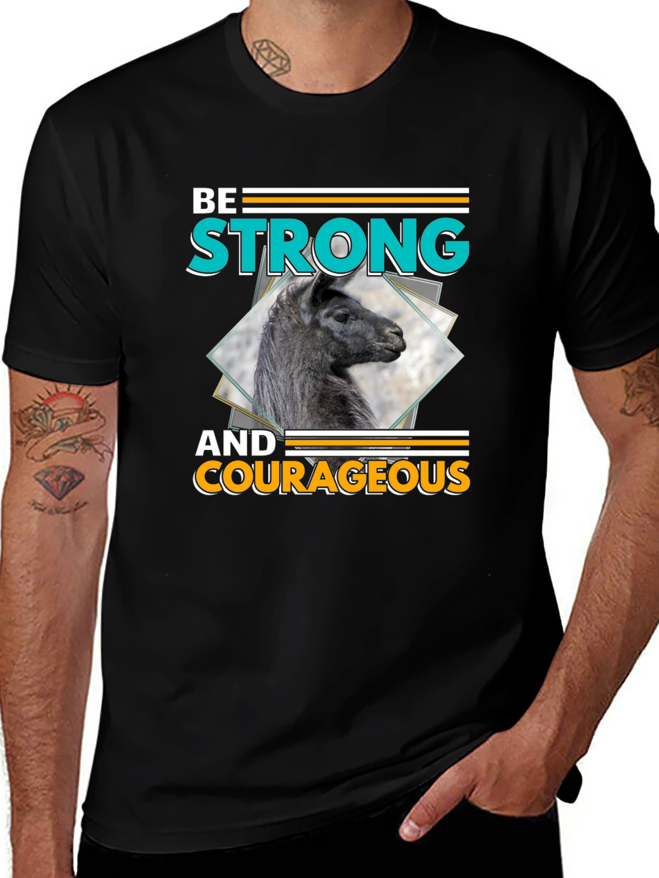 Be Strong & Courageous Llama Graphic T-Shirt