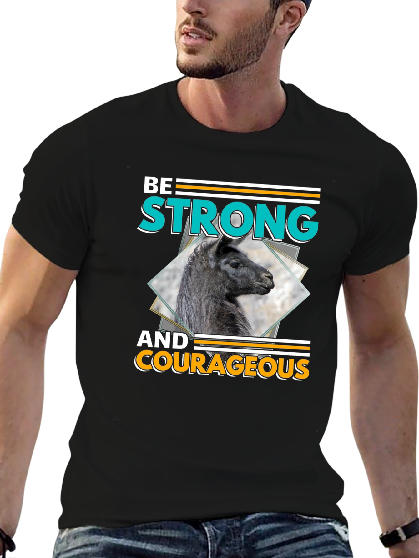 Be Strong & Courageous Llama Graphic T-Shirt