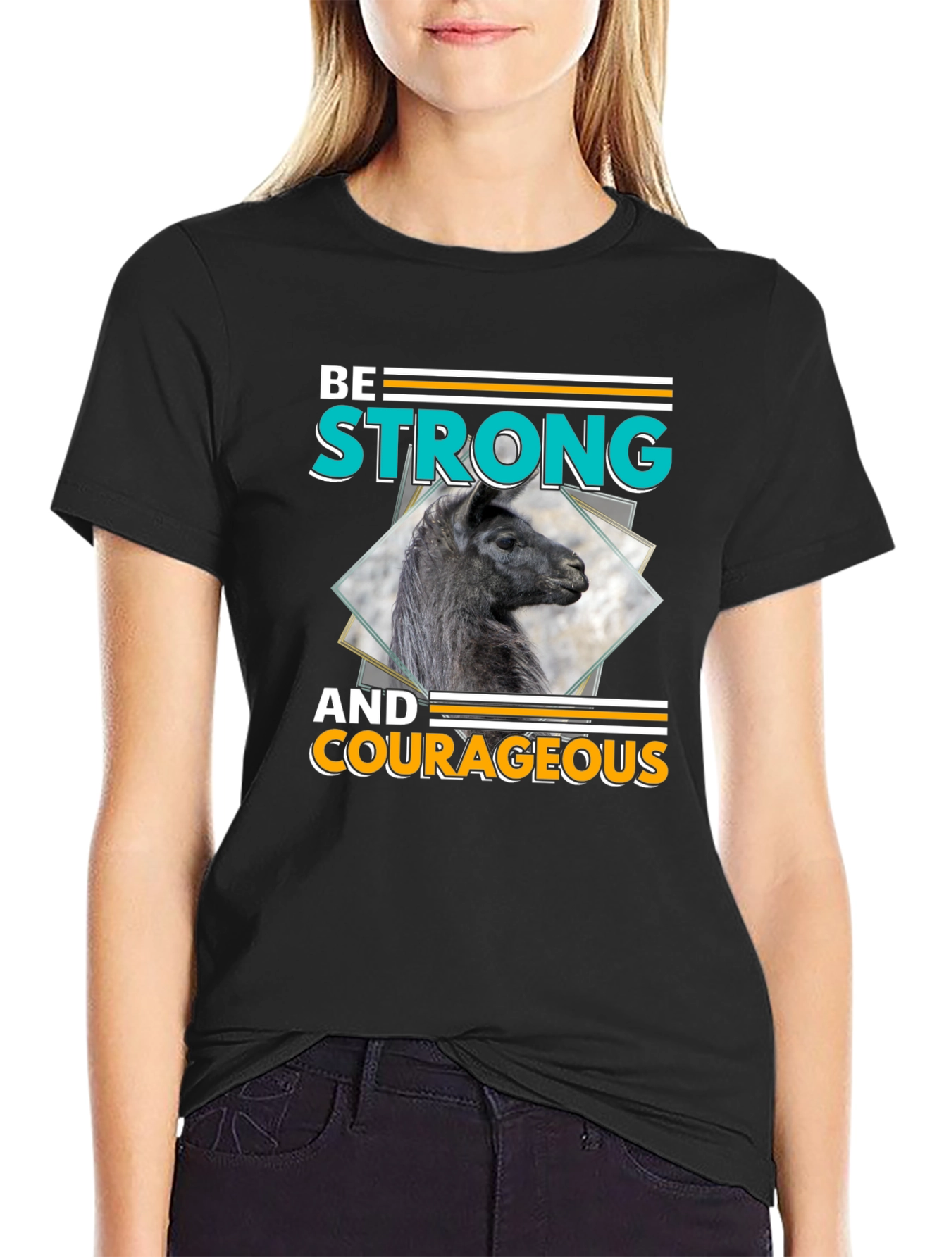Be Strong & Courageous Llama Graphic T-Shirt
