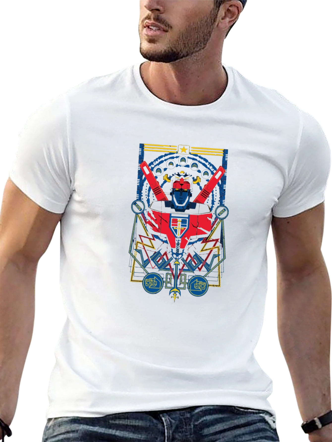 Retro Robot Graphic Print Black T-Shirt