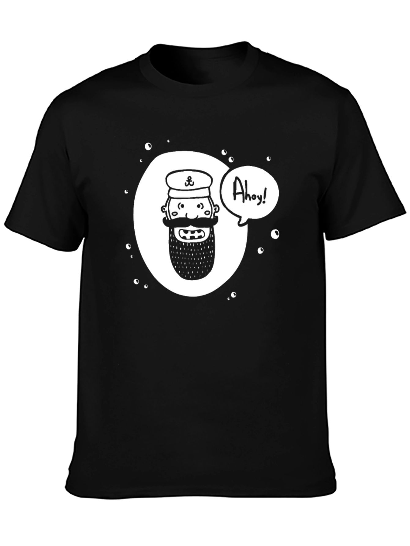 Nautical Captain Ahoy! Mens Black Graphic Tee