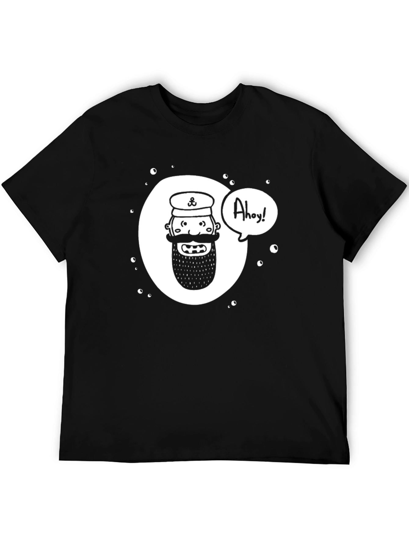 Nautical Captain Ahoy! Mens Black Graphic Tee