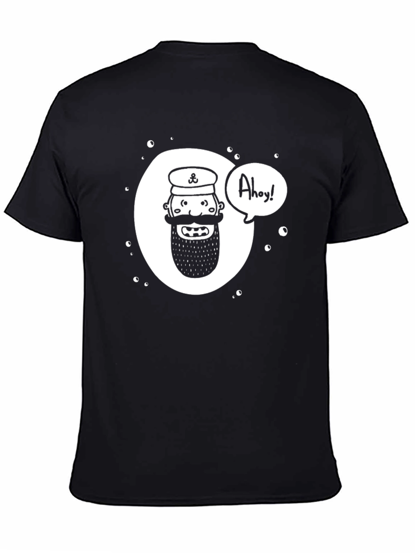 Nautical Captain Ahoy! Mens Black Graphic Tee